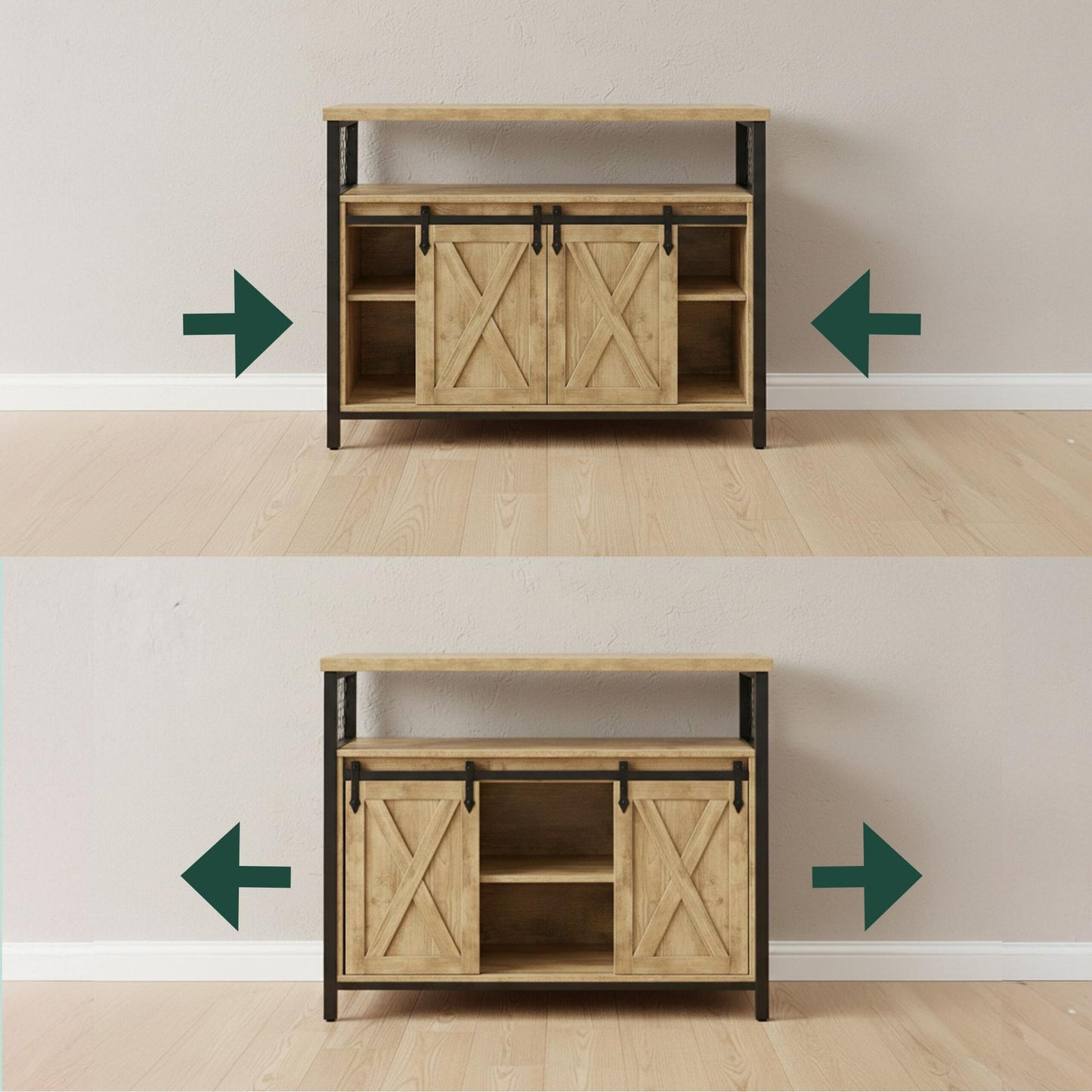 Sideboard with Sliding Barn Doors – Rustic Storage Cabinet