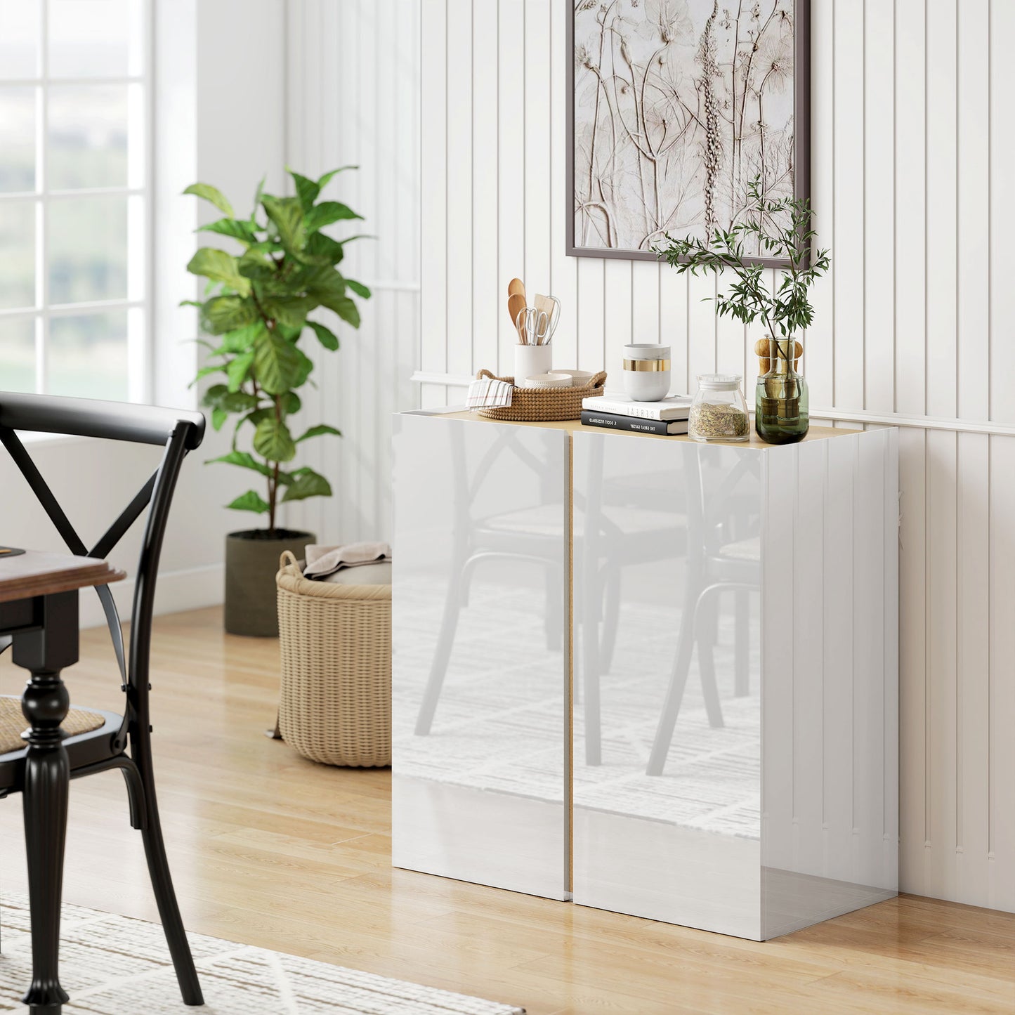 Sideboard with Soft-Close Doors, Adjustable Shelf, White