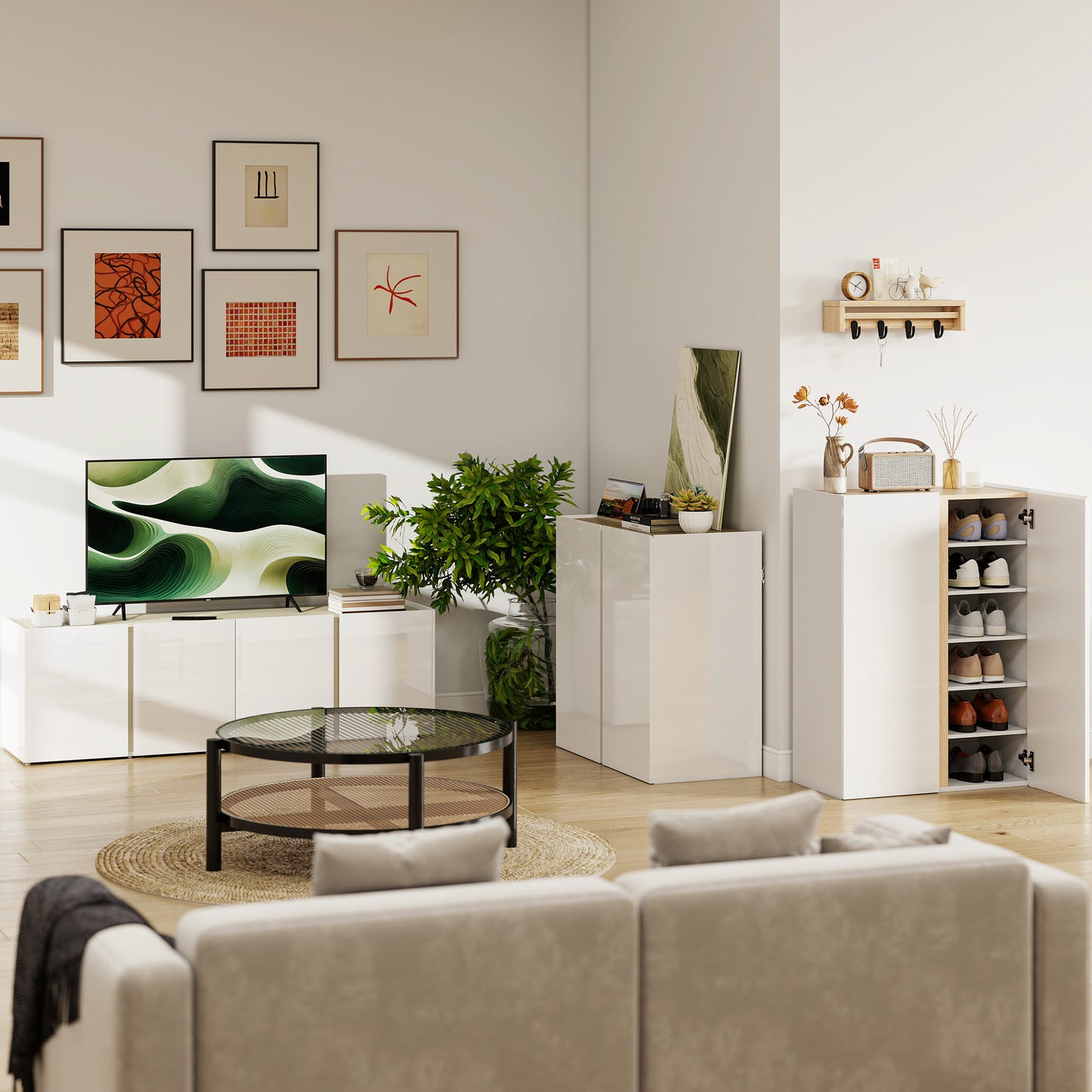 Sideboard with Soft-Close Doors, Adjustable Shelf, White