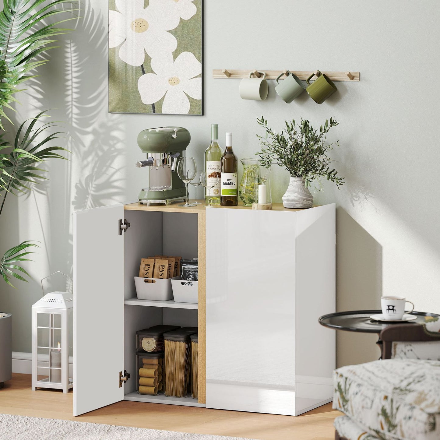 Sideboard with Soft-Close Doors, Adjustable Shelf, White