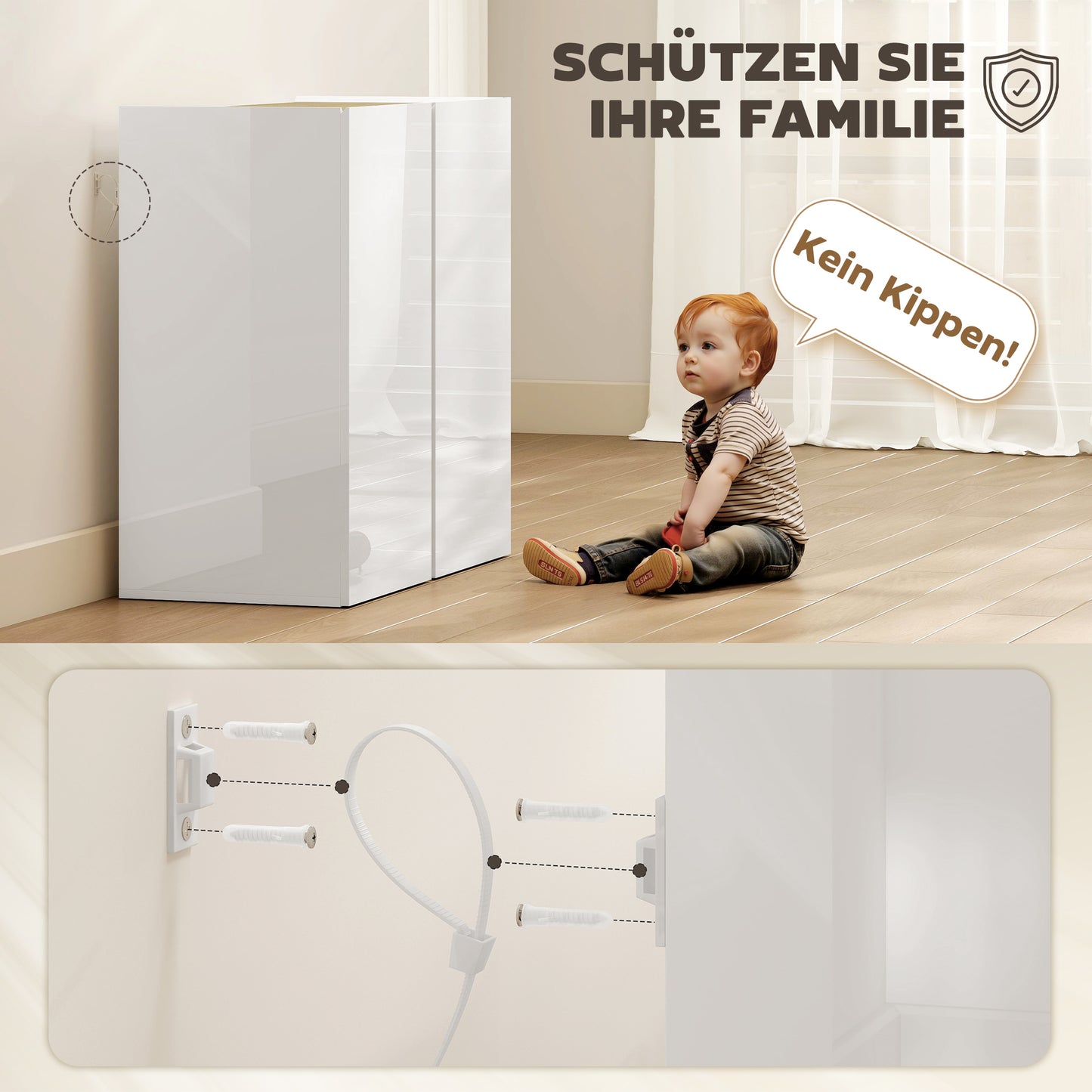 Sideboard with Soft-Close Doors, Adjustable Shelf, White