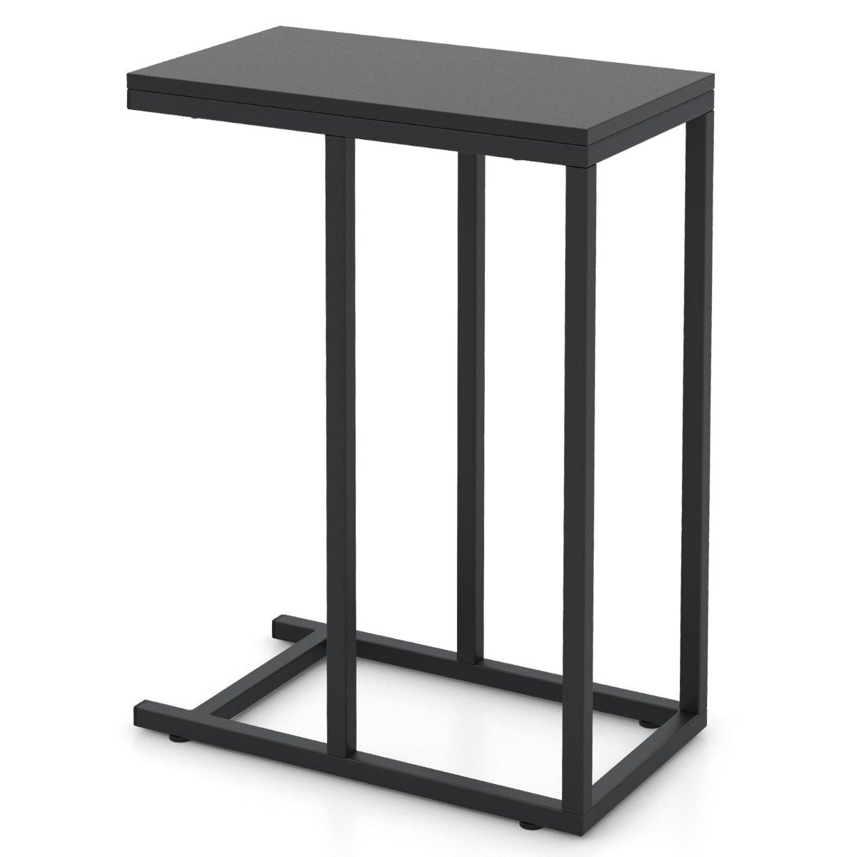 Side table C-shape sofa table with metal frame coffee table for living room 45.5 x 25.5 x 64 cm black