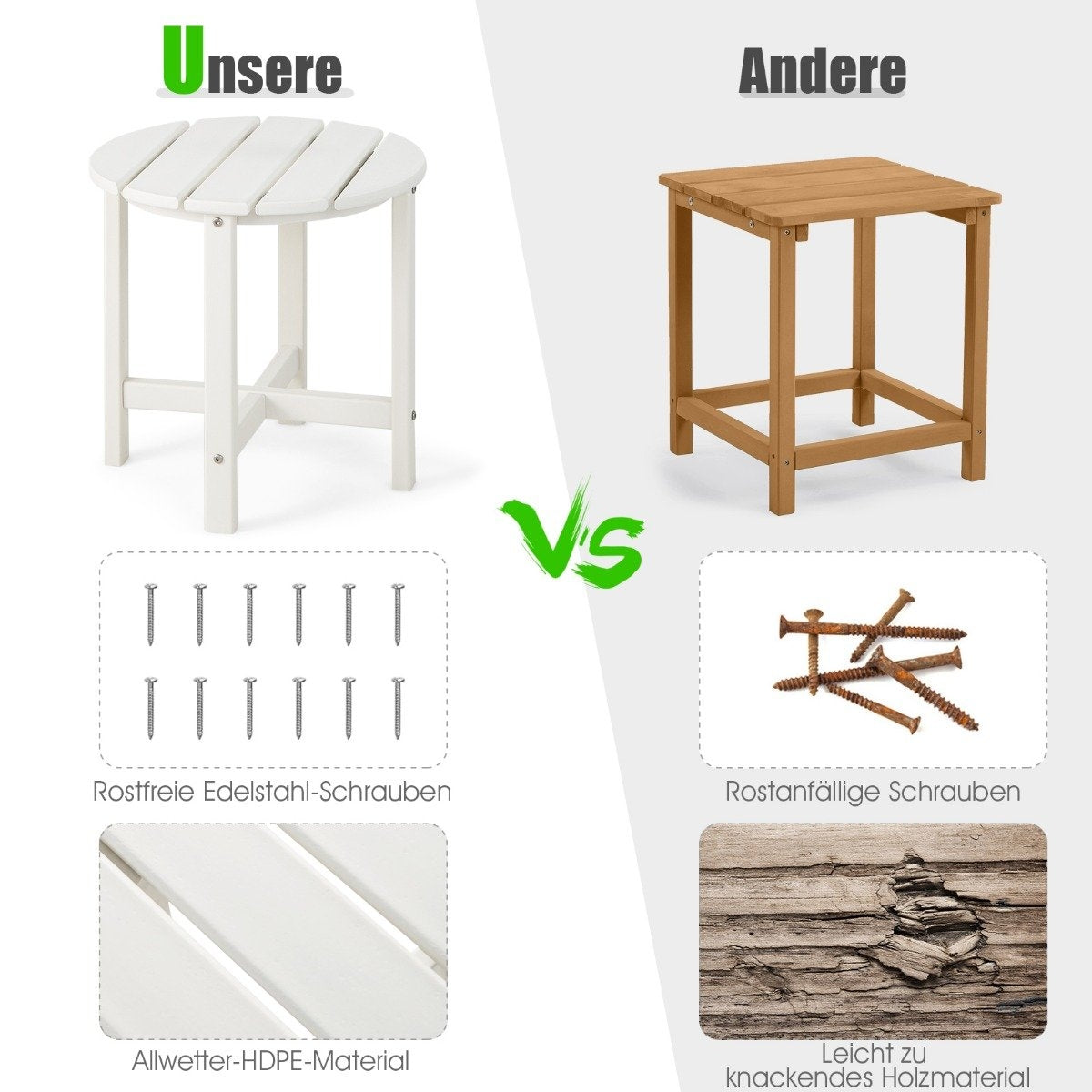 Side table Small garden table made of UV-resistant white plastic