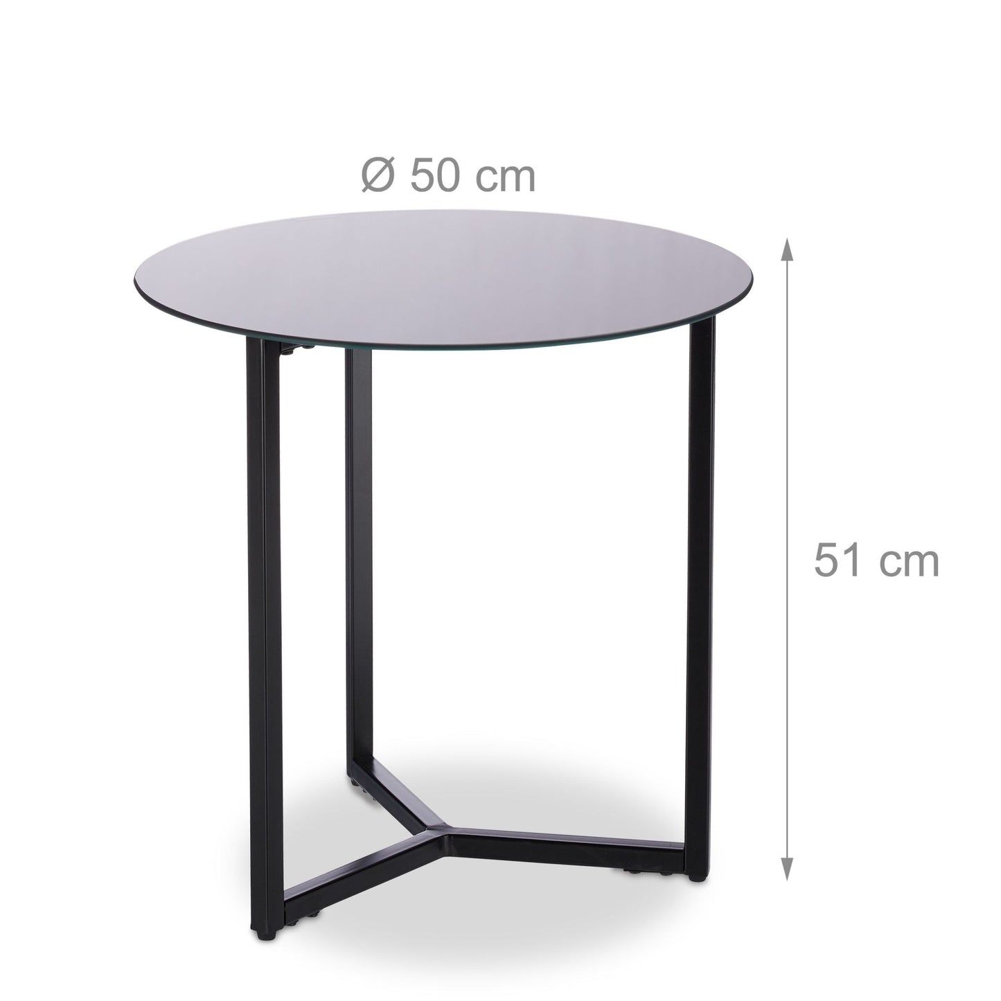 Side table around glass & metal
