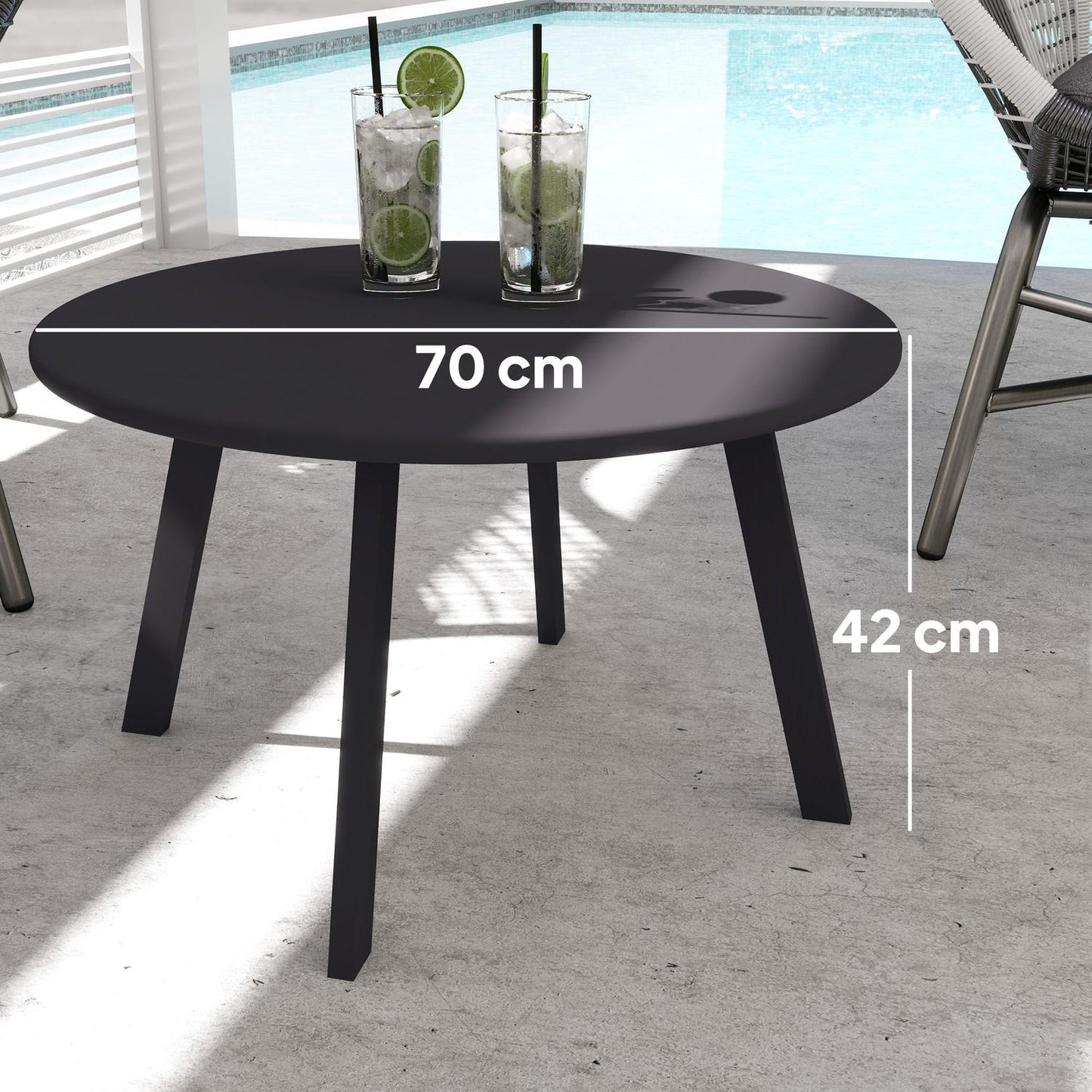 Round metal outdoor table - weather resistant, easy to clean