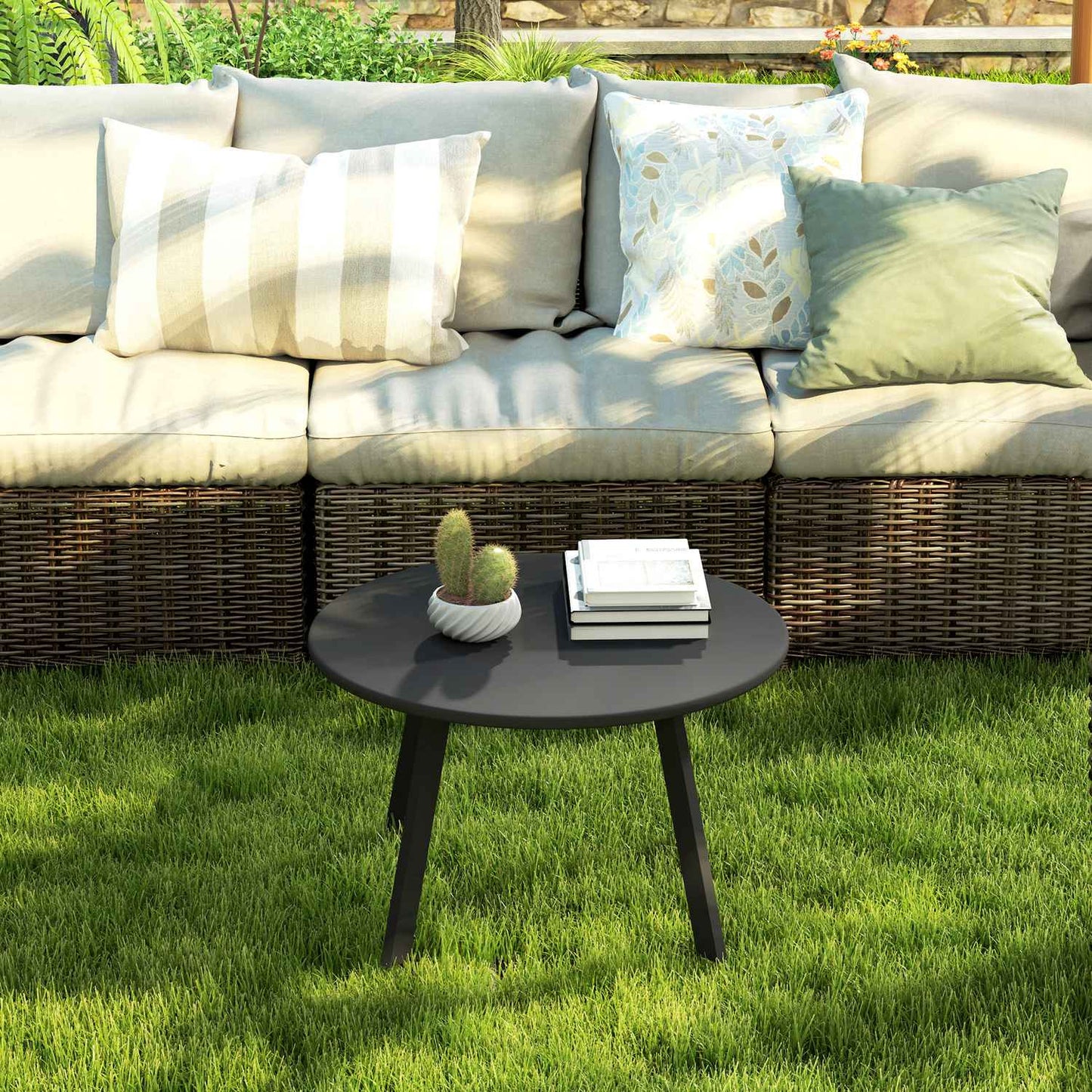 Round metal outdoor table - weather resistant, easy to clean