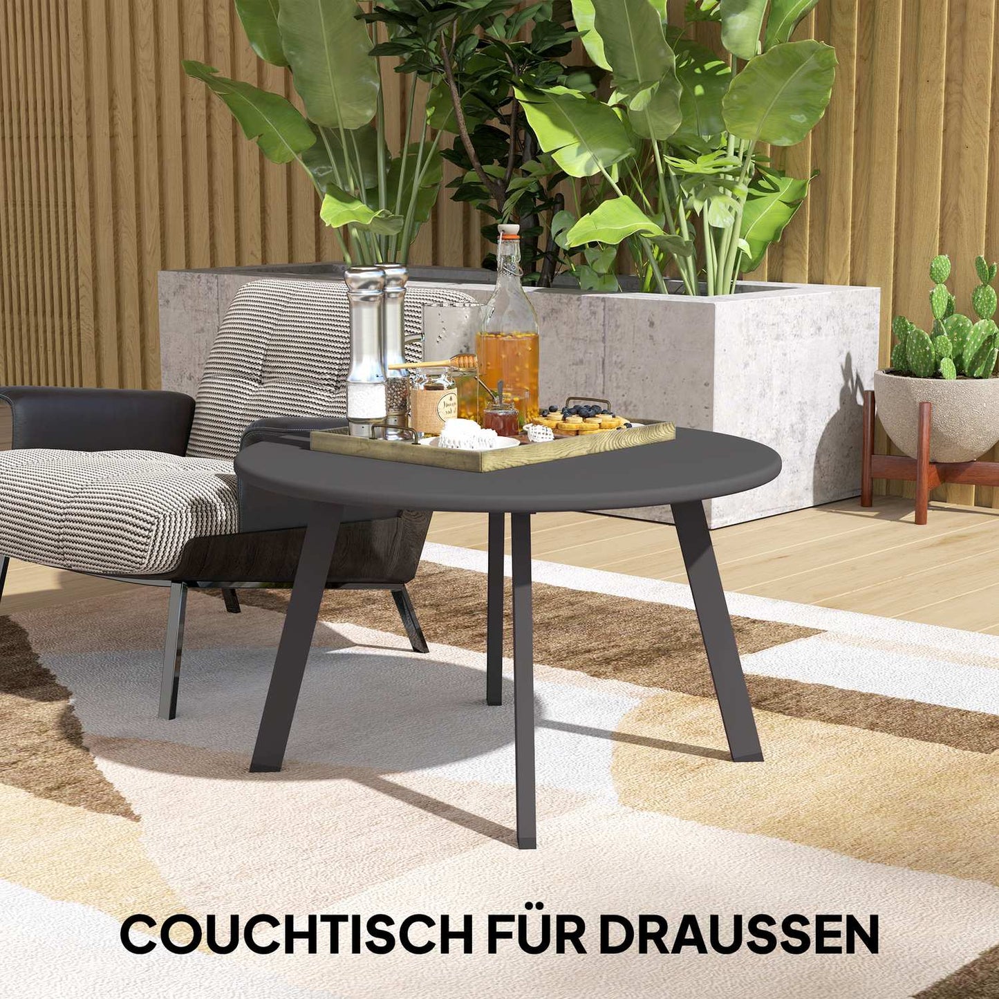 Round metal outdoor table - weather resistant, easy to clean