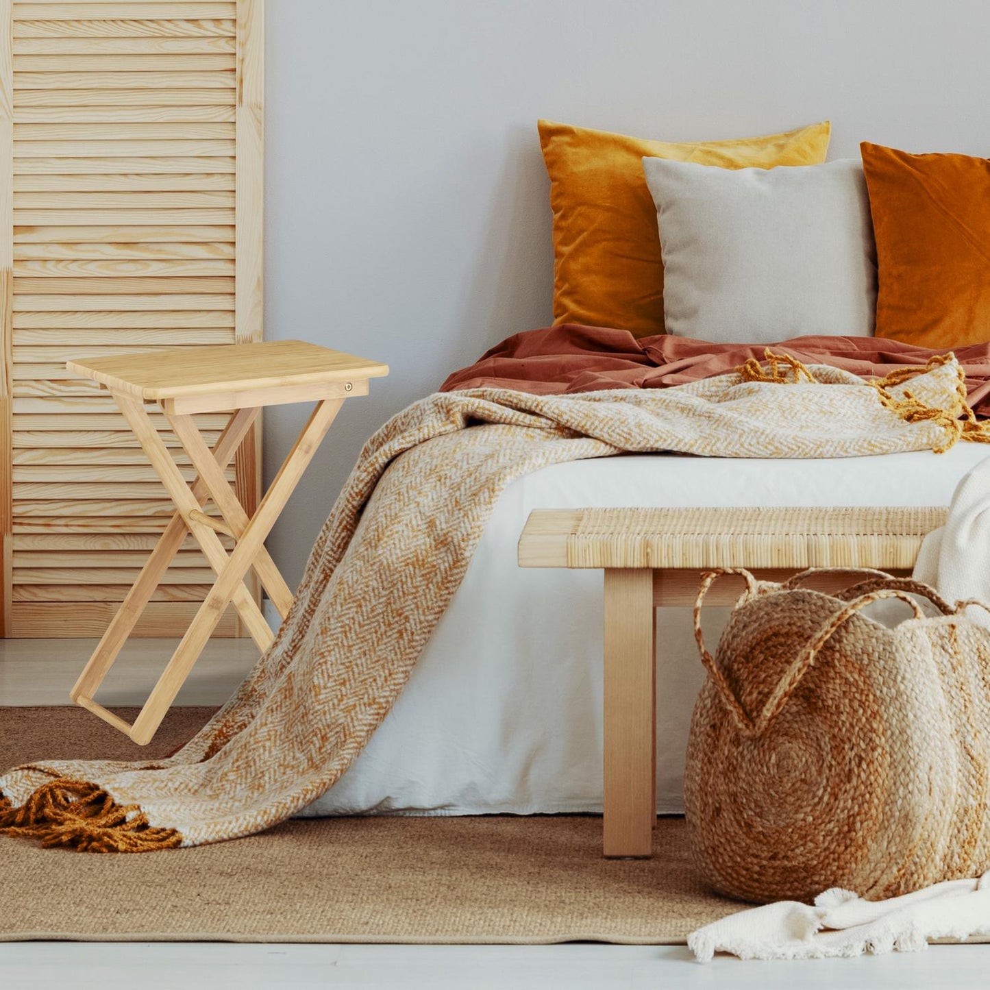 Side table bamboo foldable