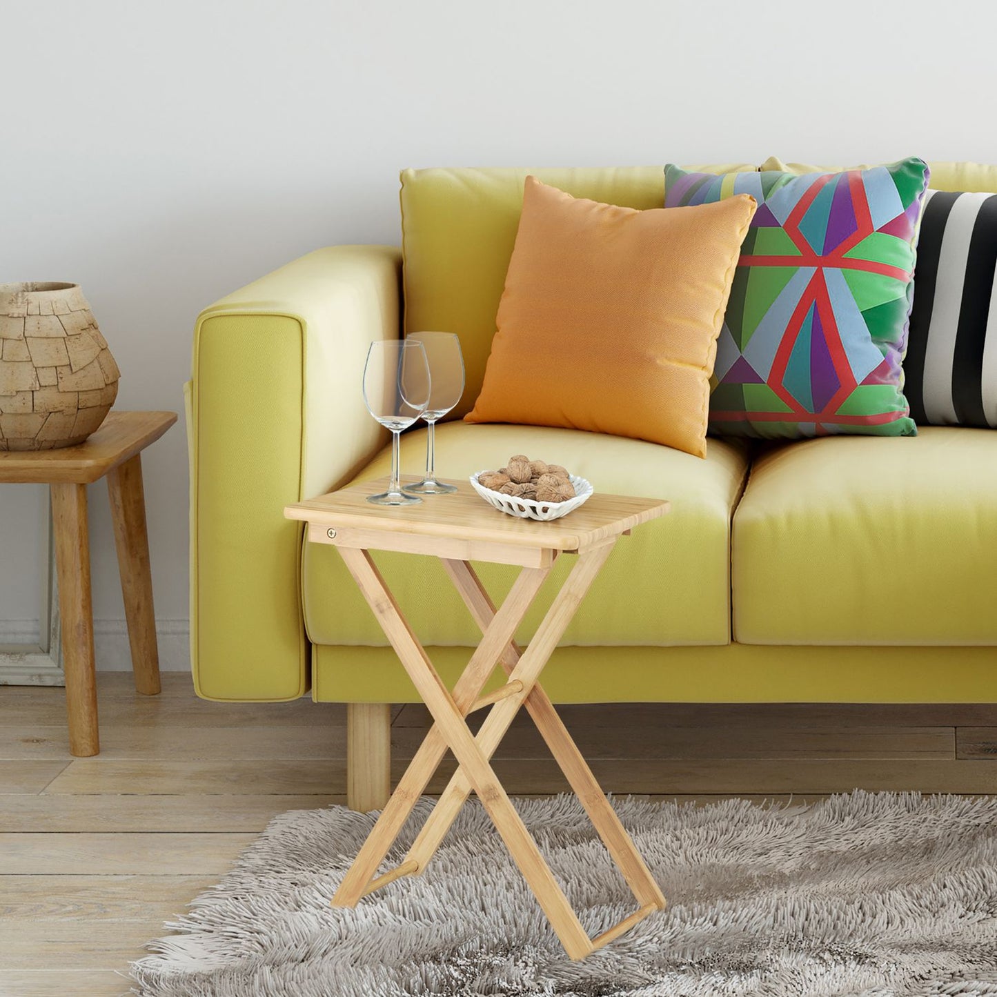 Side table bamboo foldable