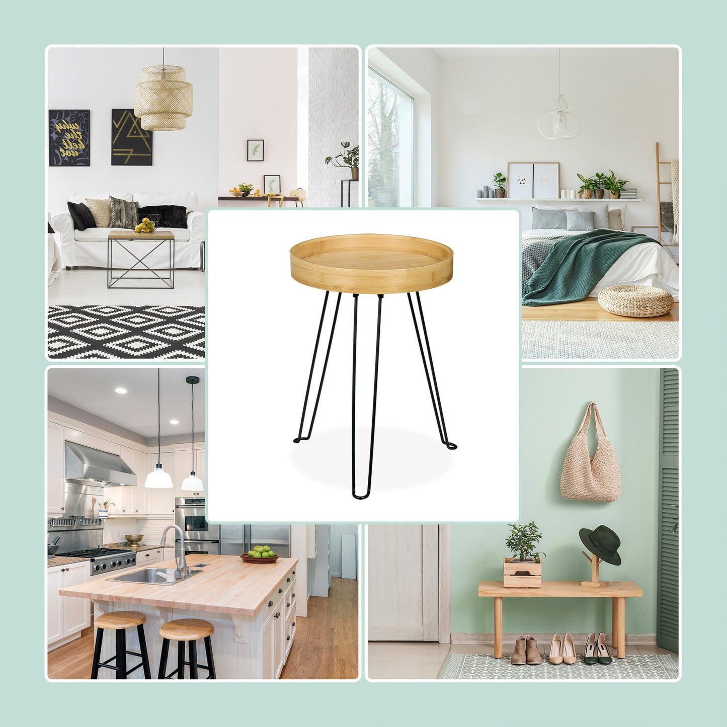 Side table bamboo & metal