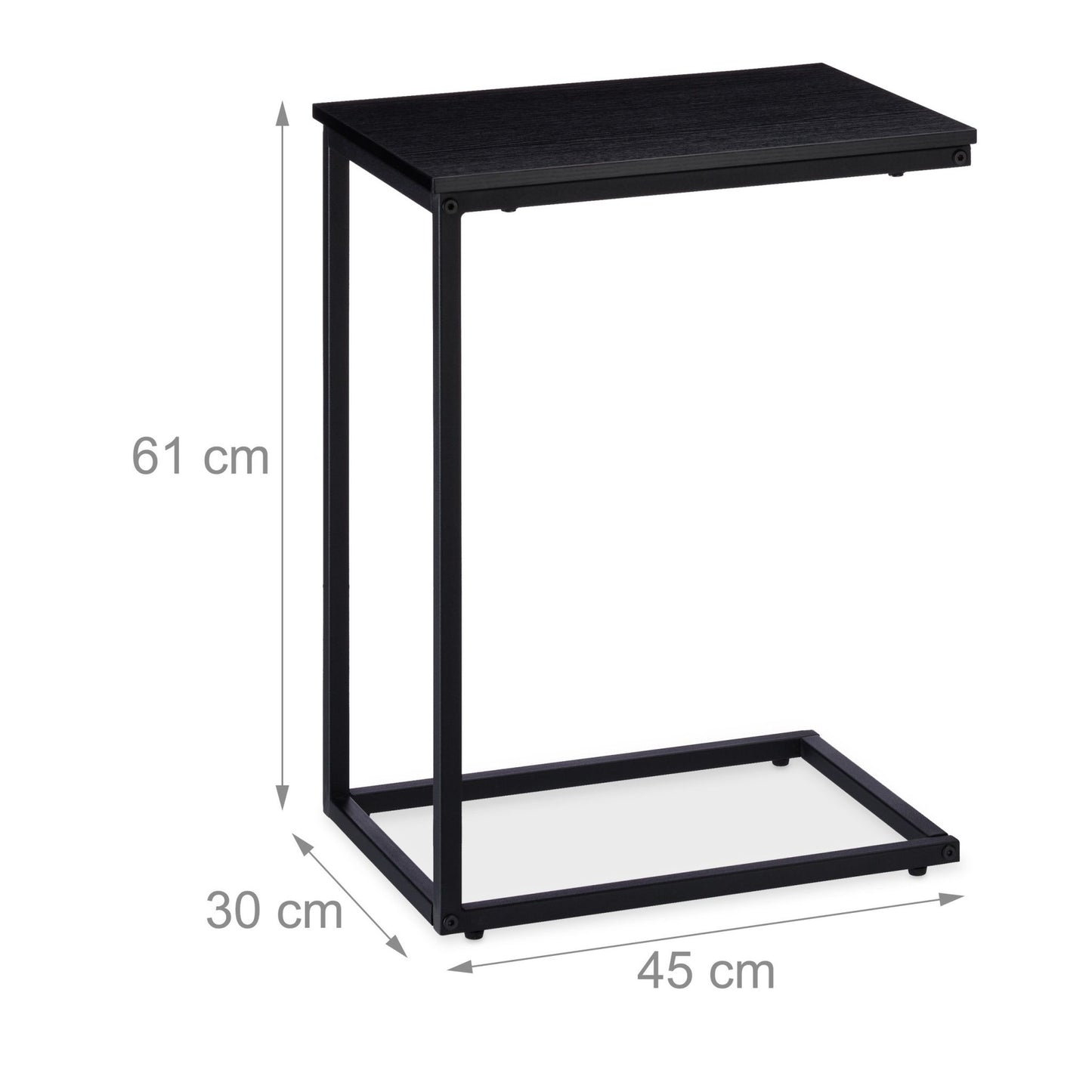 Side table black with metal base