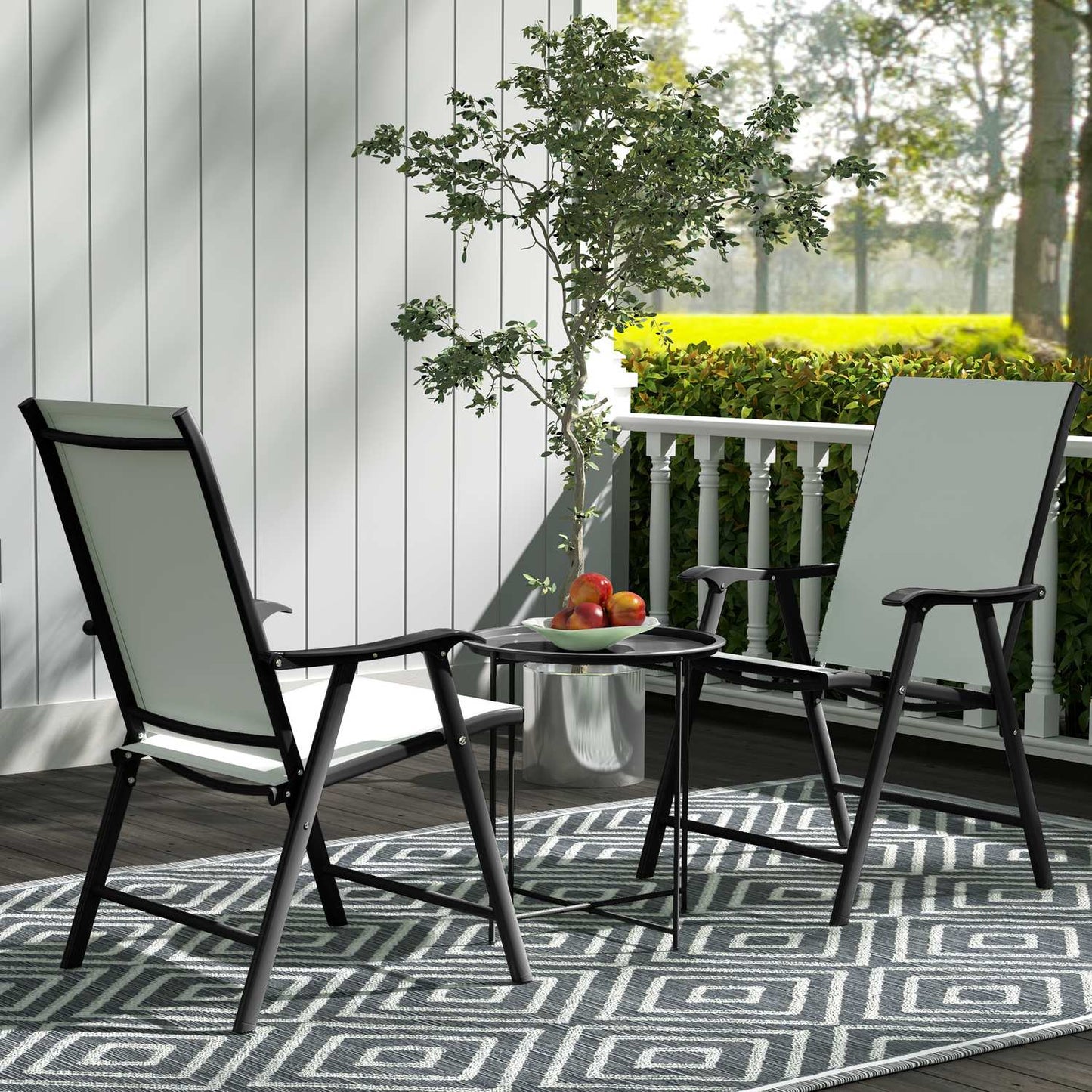 Round black folding table, 46 x 50 cm - indoor/outdoor use