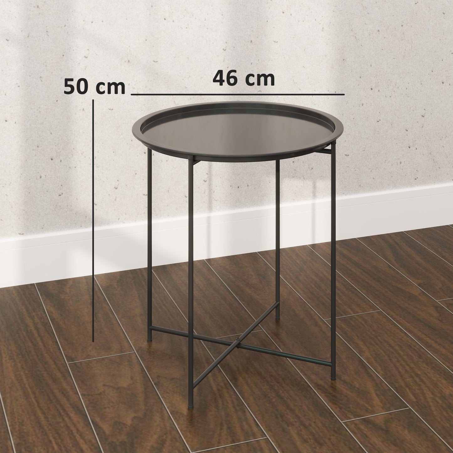 Round black folding table, 46 x 50 cm - indoor/outdoor use