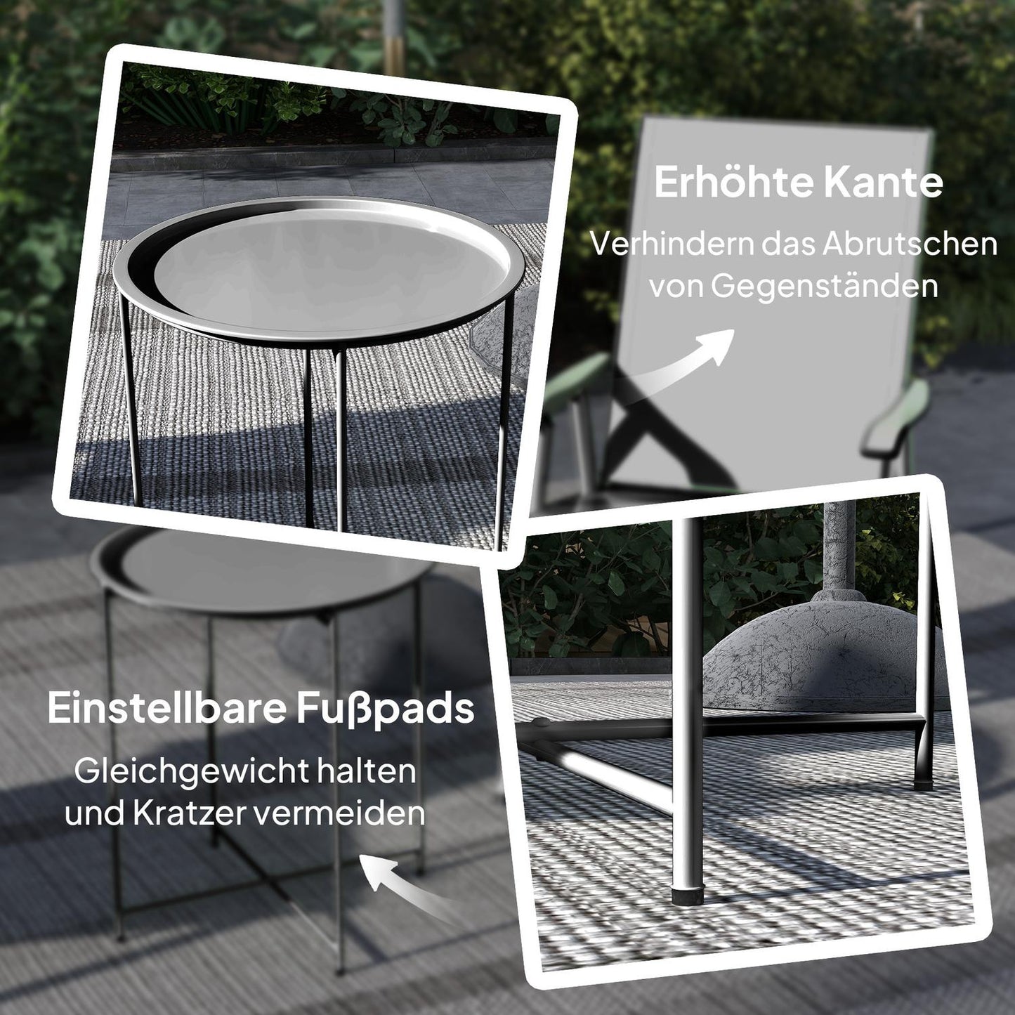Round black folding table, 46 x 50 cm - indoor/outdoor use