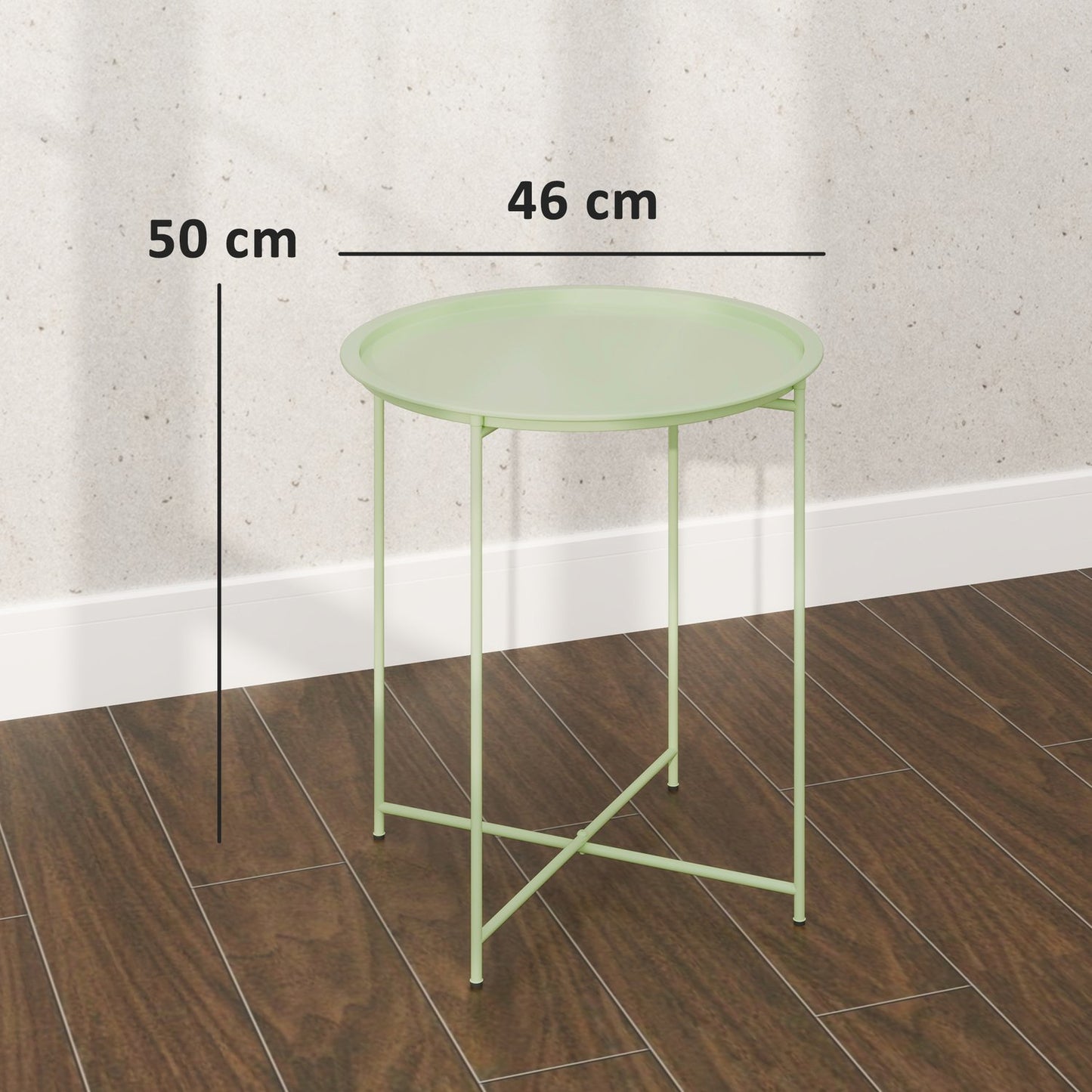 Round folding garden table - weatherproof & green, 46x50 cm