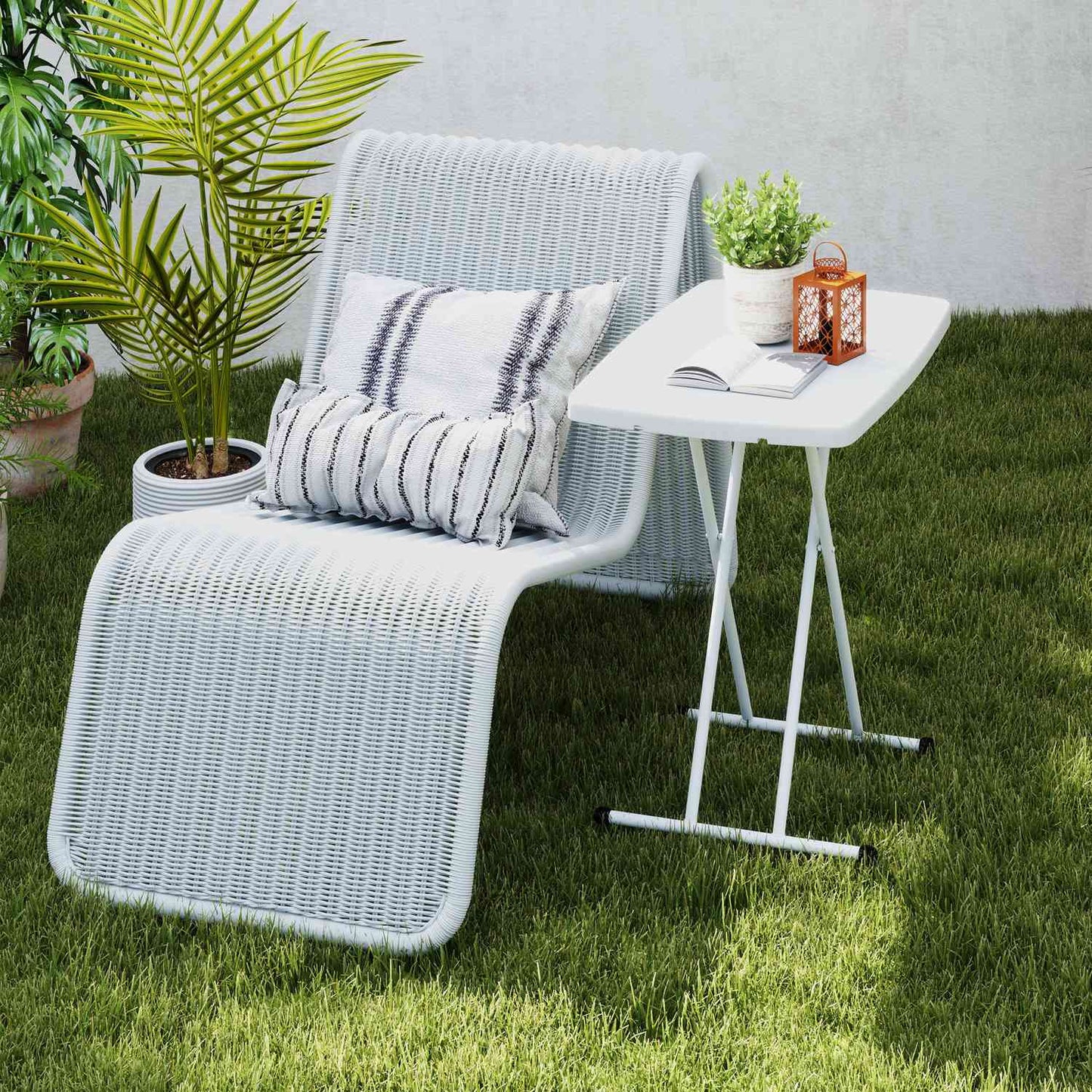 Height-adjustable folding plastic garden table - Outdoor/indoor use