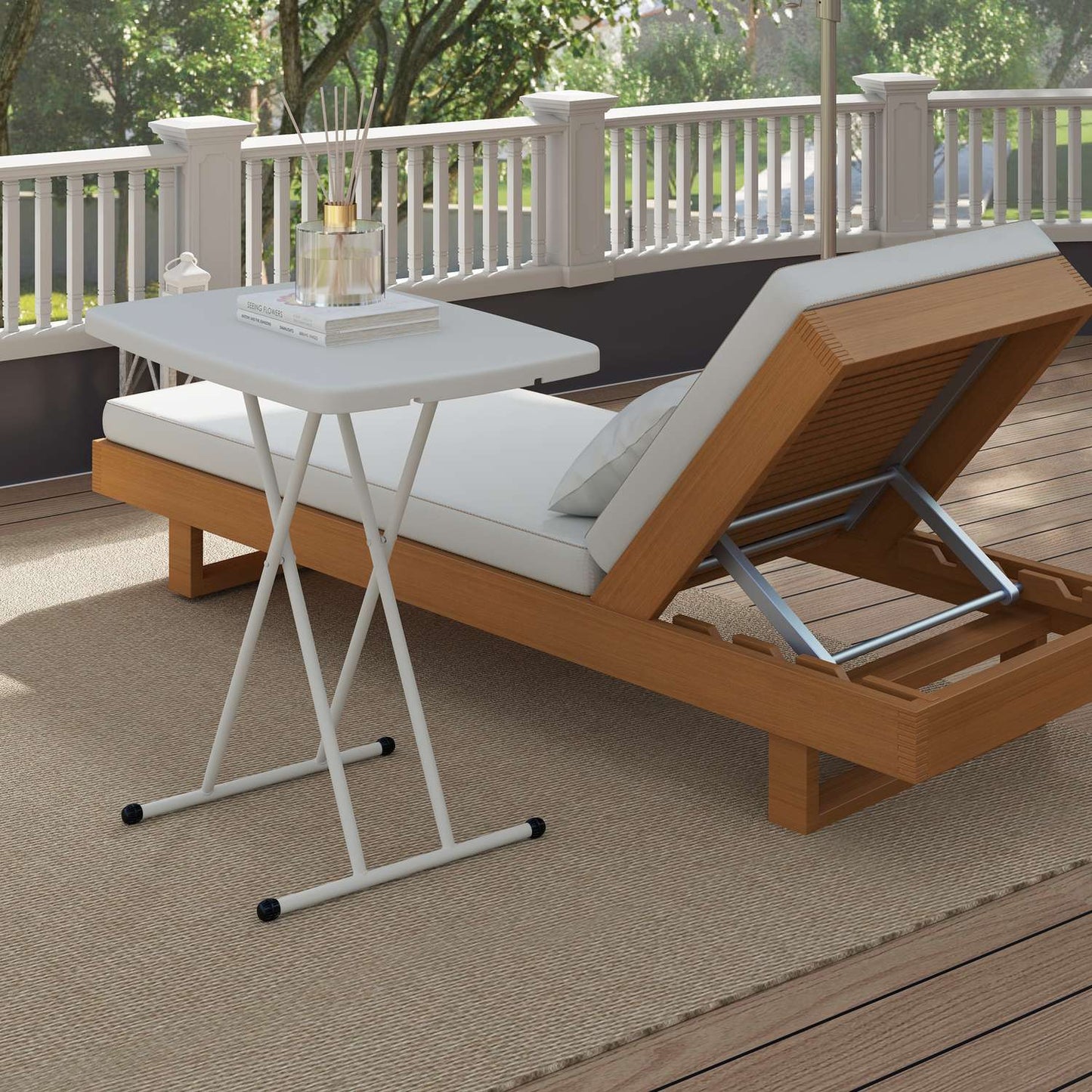 Height-adjustable folding plastic garden table - Outdoor/indoor use