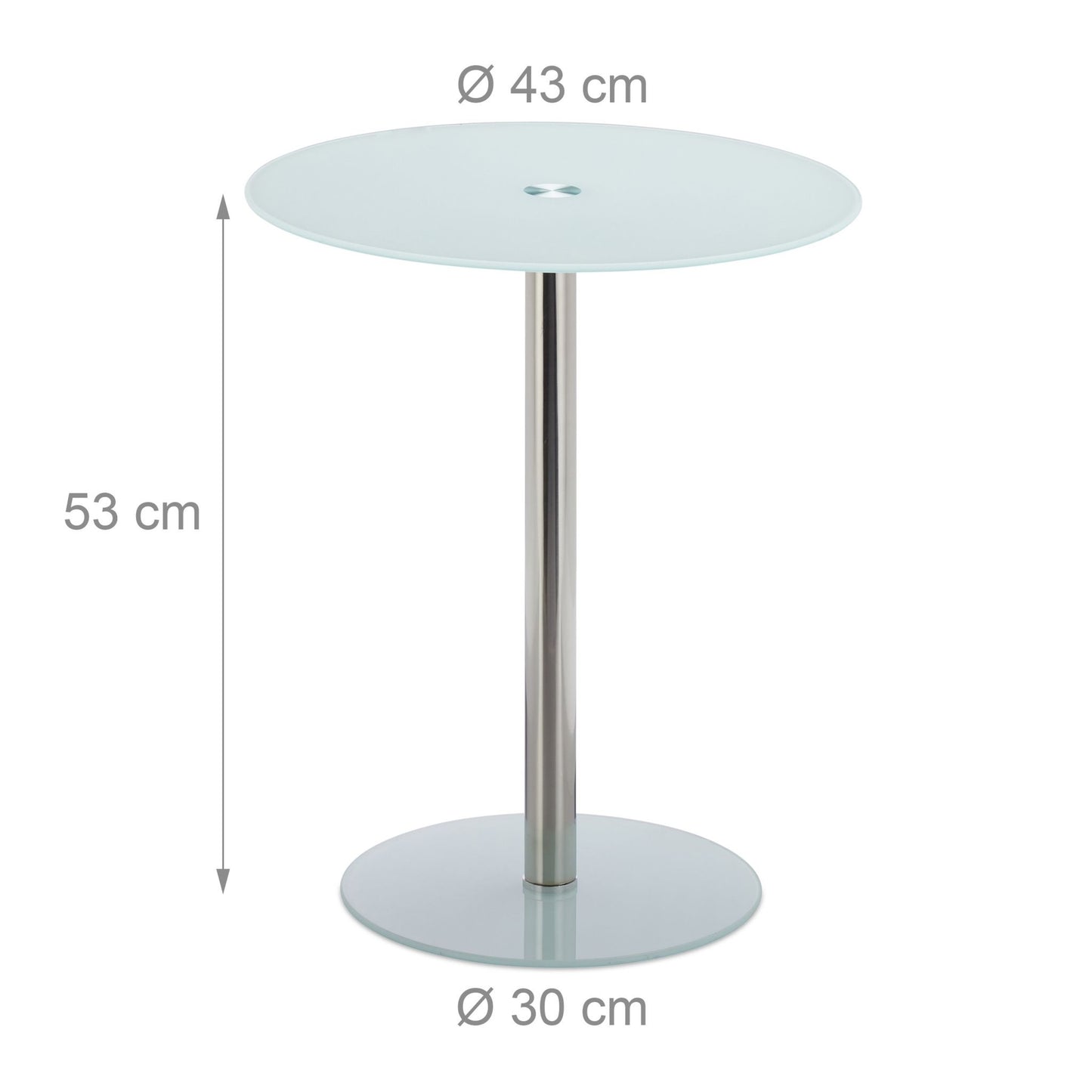 Side table in glass and stainless steel