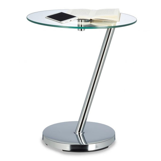 Side table in glass & metal