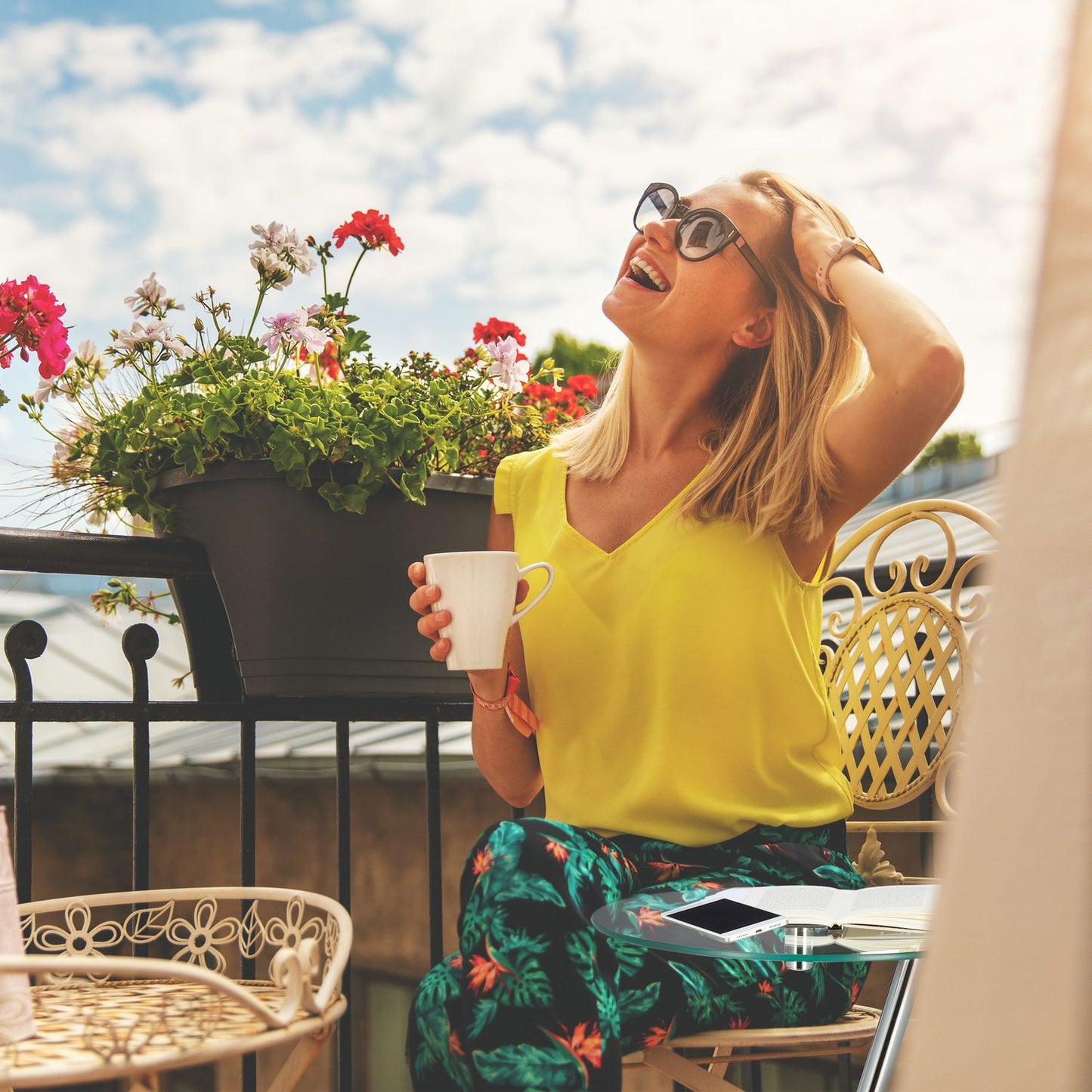 Side table in glass & metal