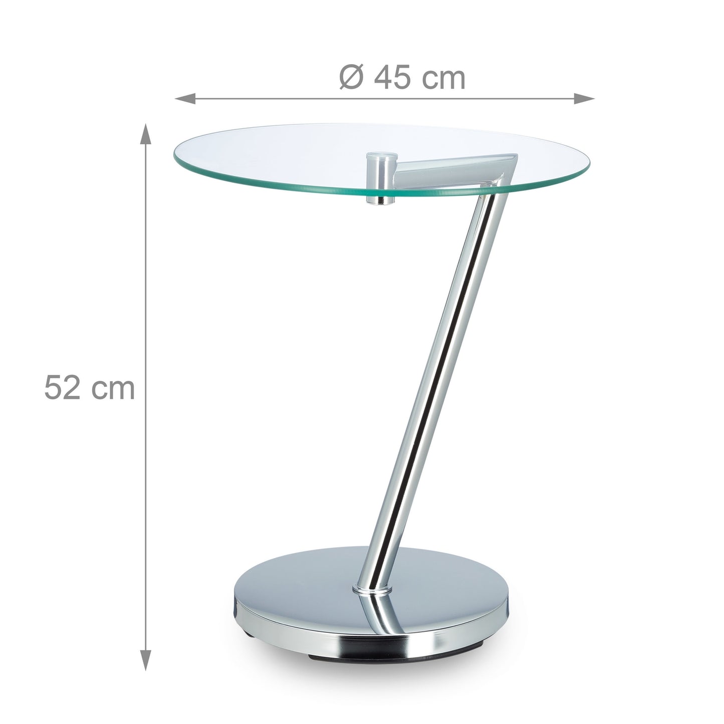 Side table in glass & metal