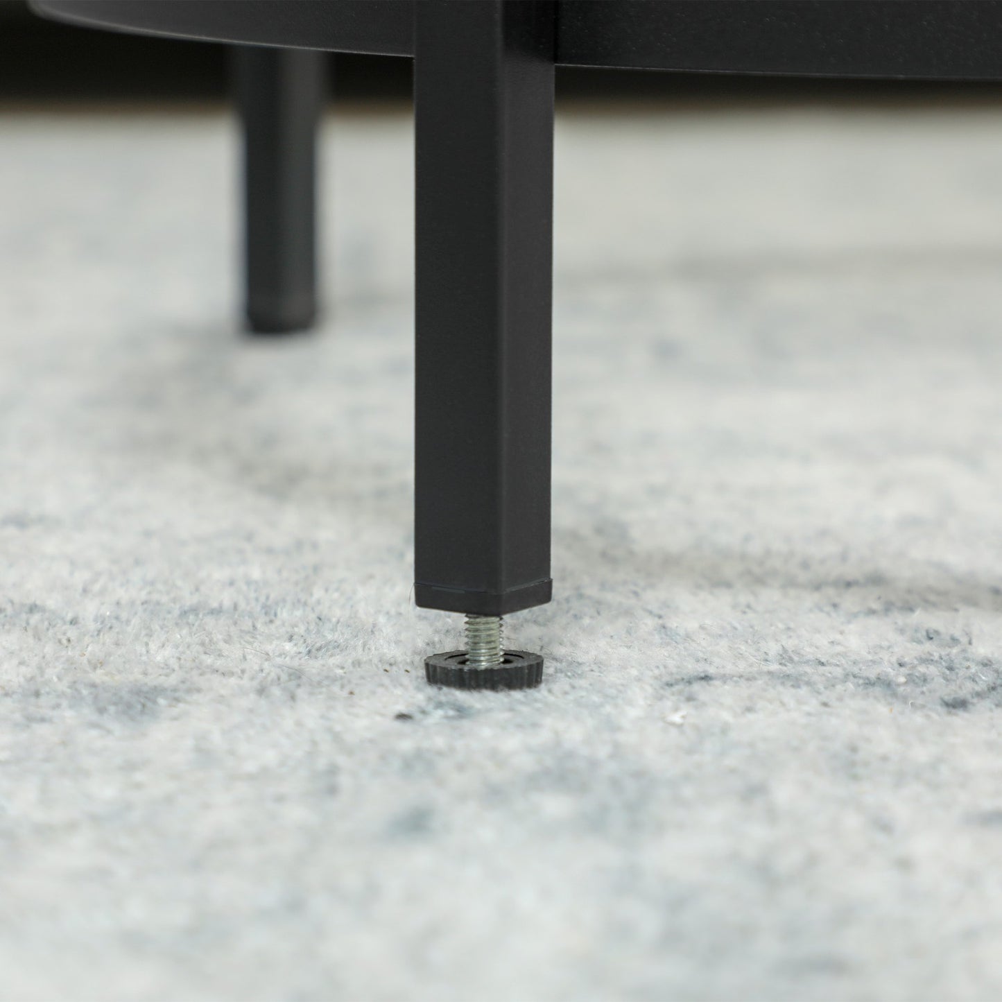 Black round side table - Glass top, metal frame, Ø48 x 54.7 cm