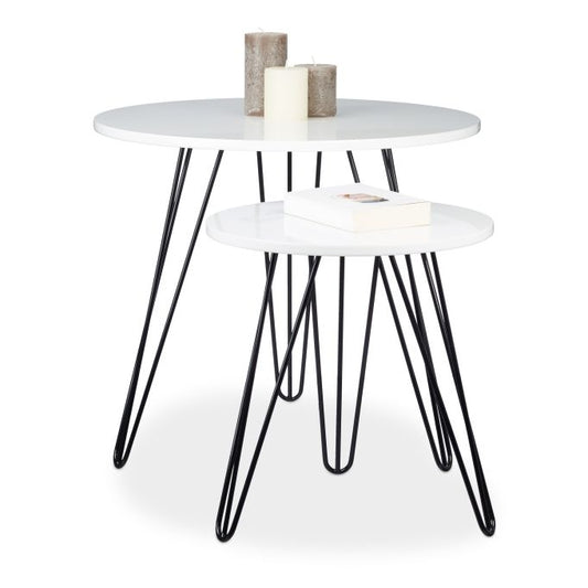Side table white set of 2