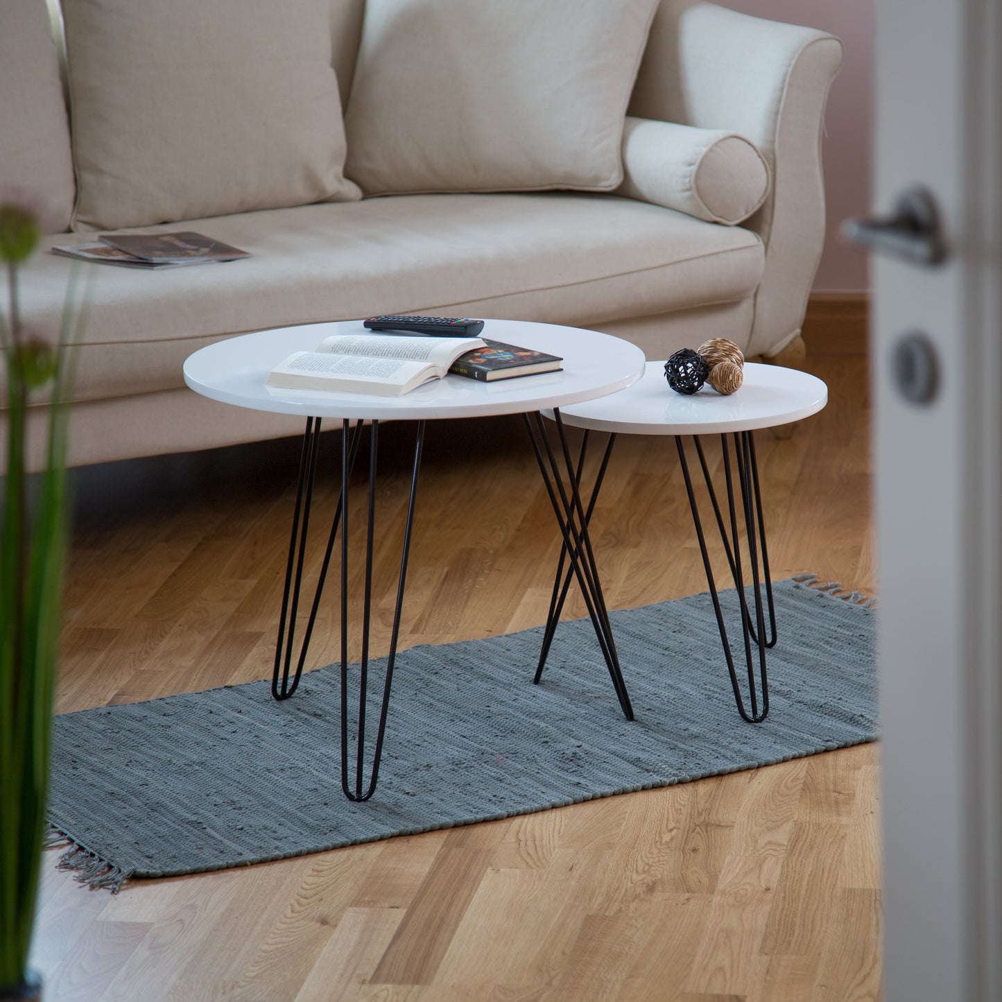 Side table white set of 2