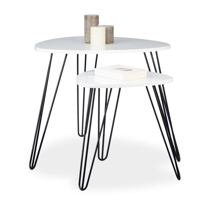 Side table white set of 2