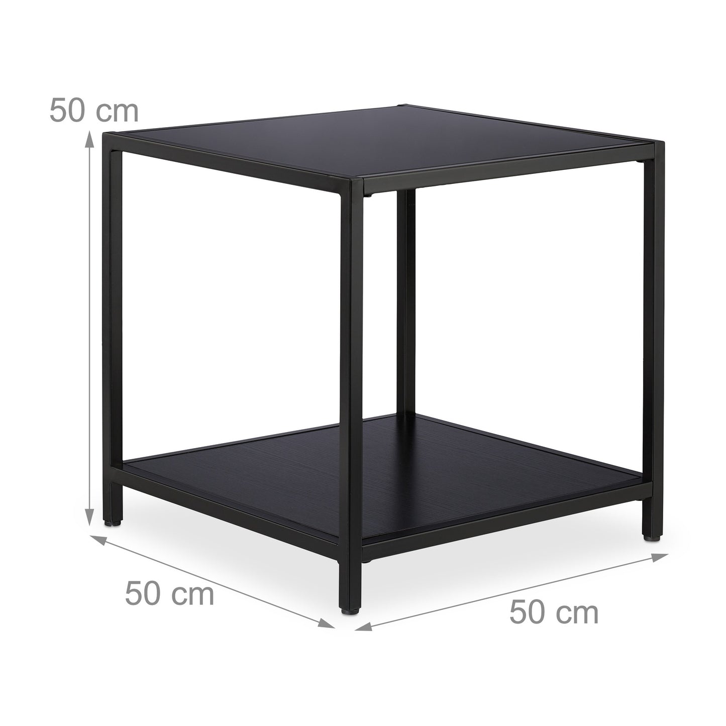 Side table with black glass