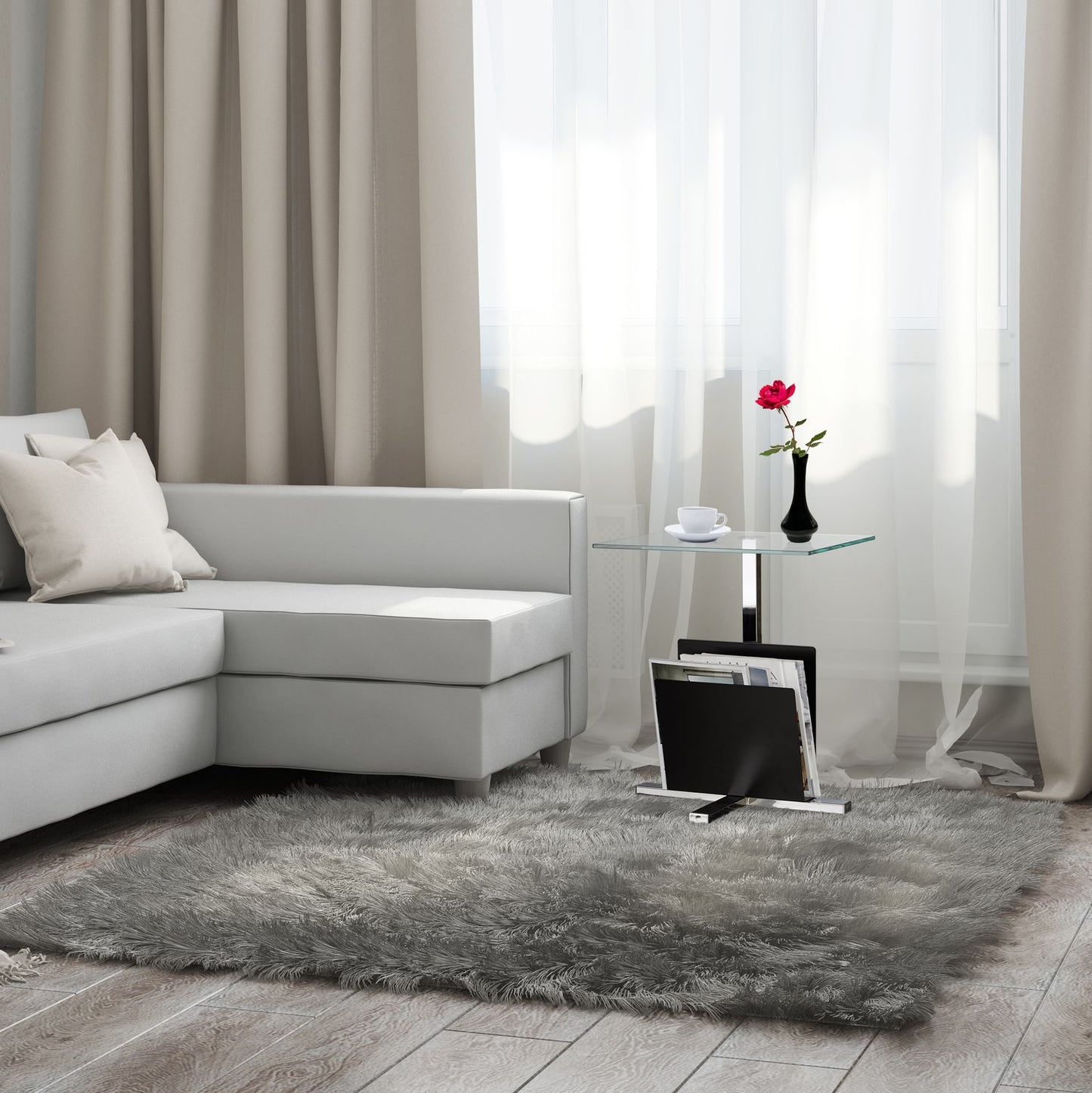 Side table with magazine rack