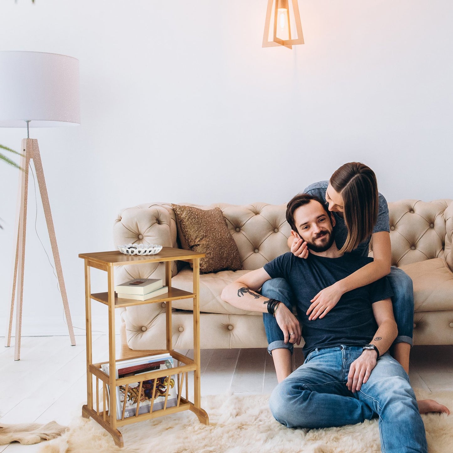 Side table with magazine rack