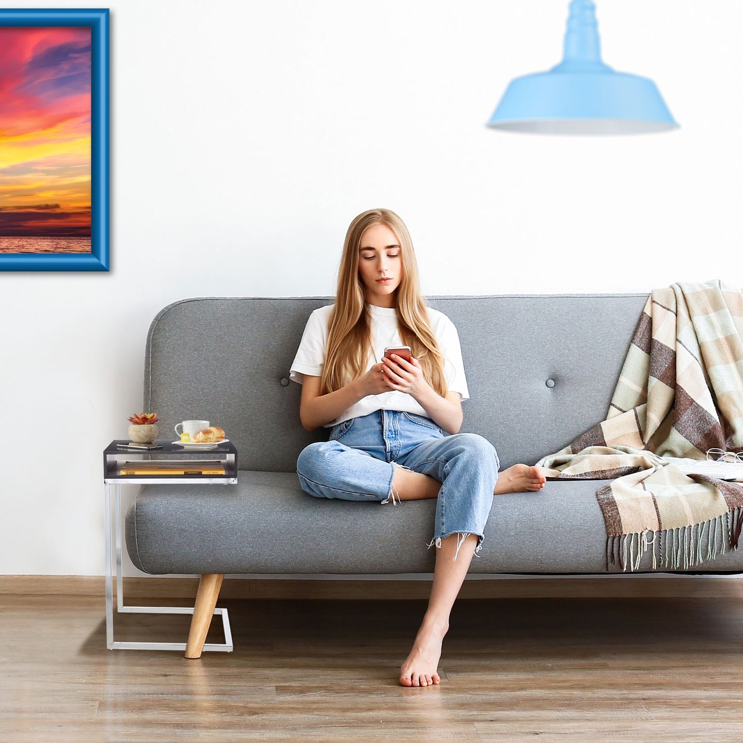 Side table with metal legs