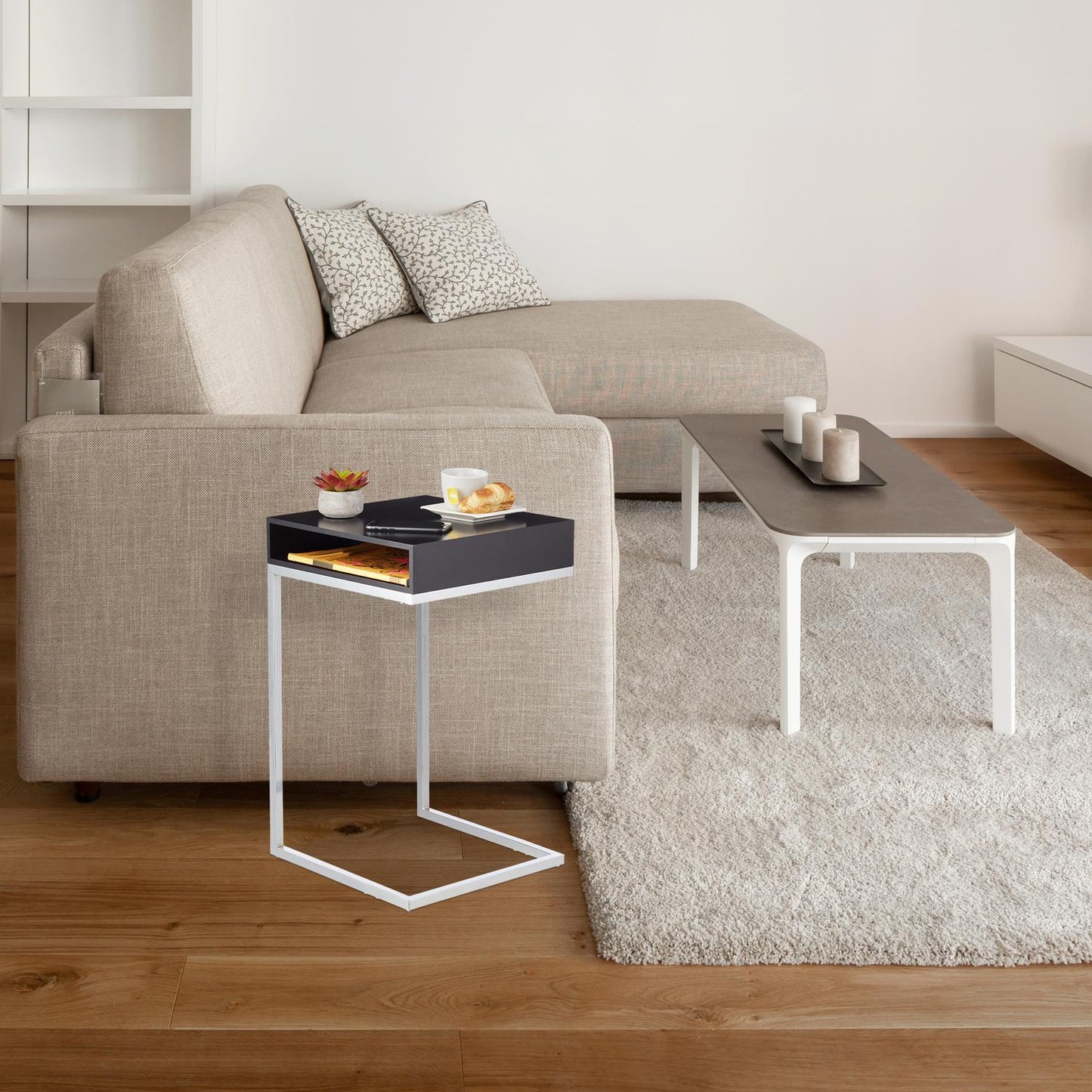 Side table with metal legs