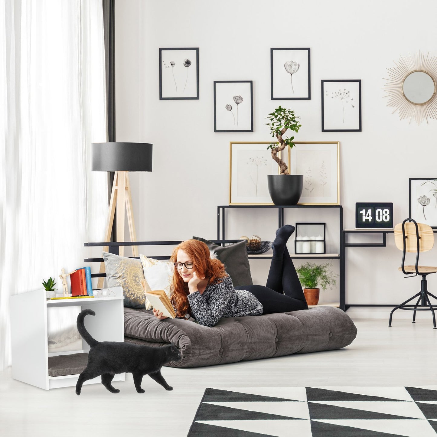 Side table with pet cushion