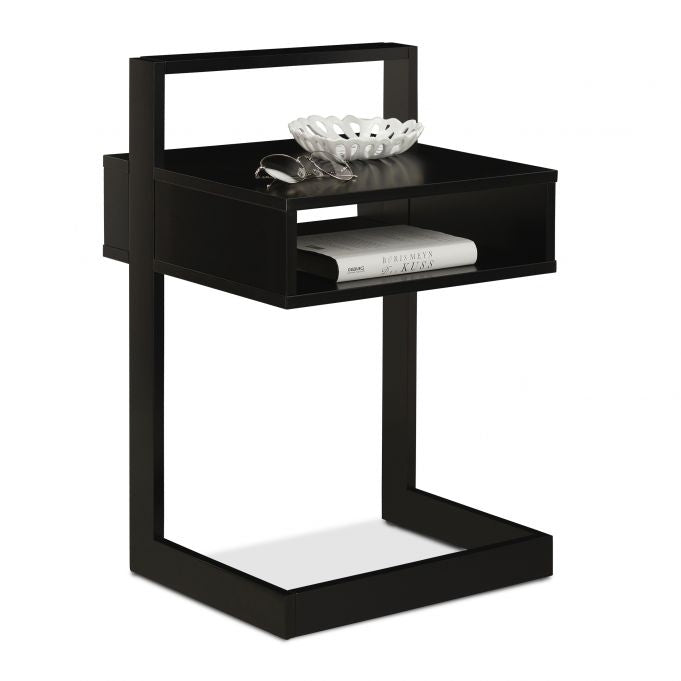 Side table with storage compartment black