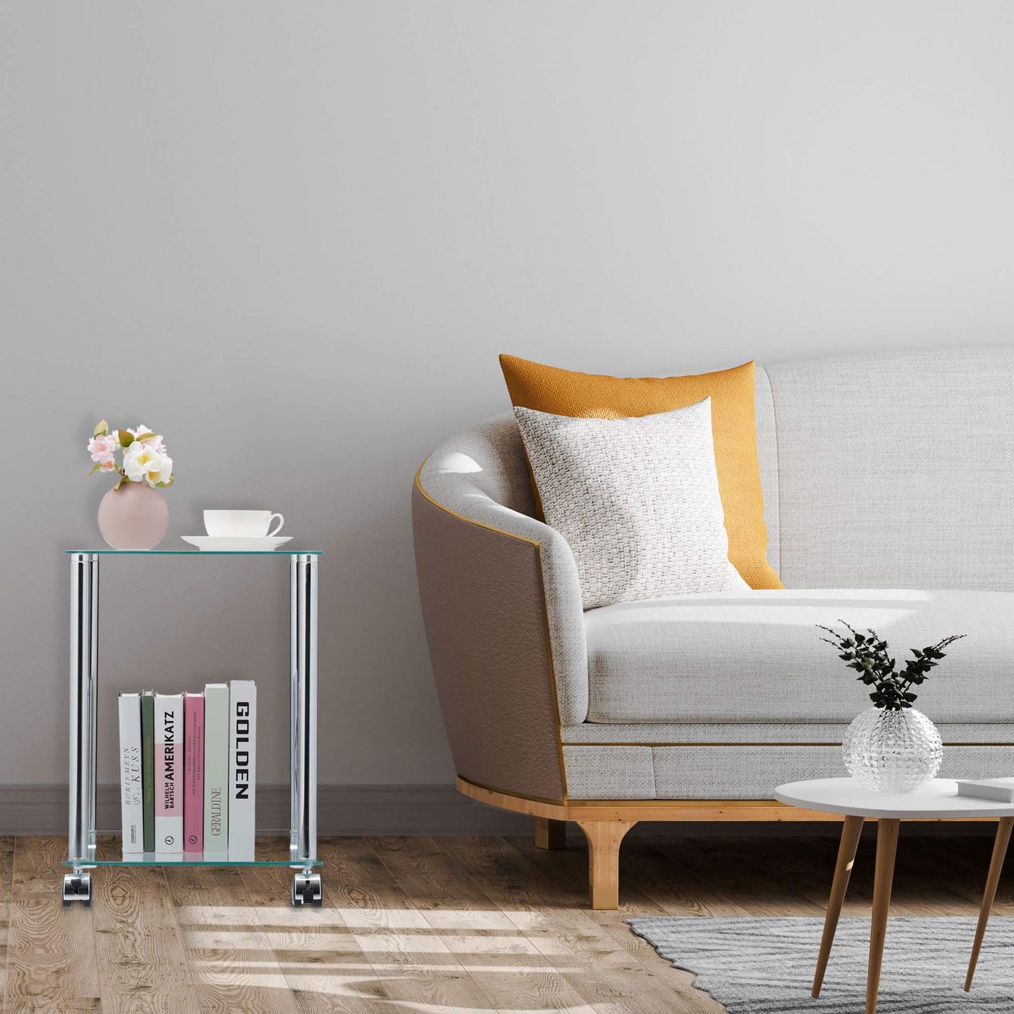 Side table with wheels