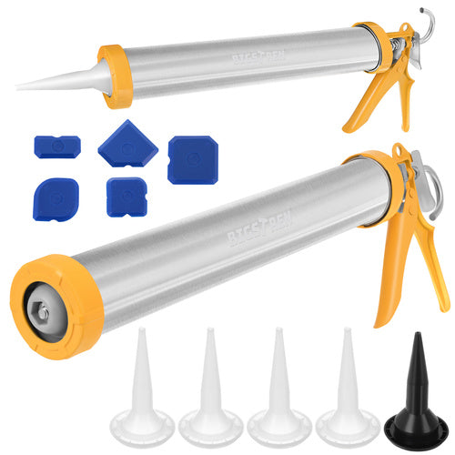 Silicone Caulking Gun 600ml with Nozzles & Spatulas