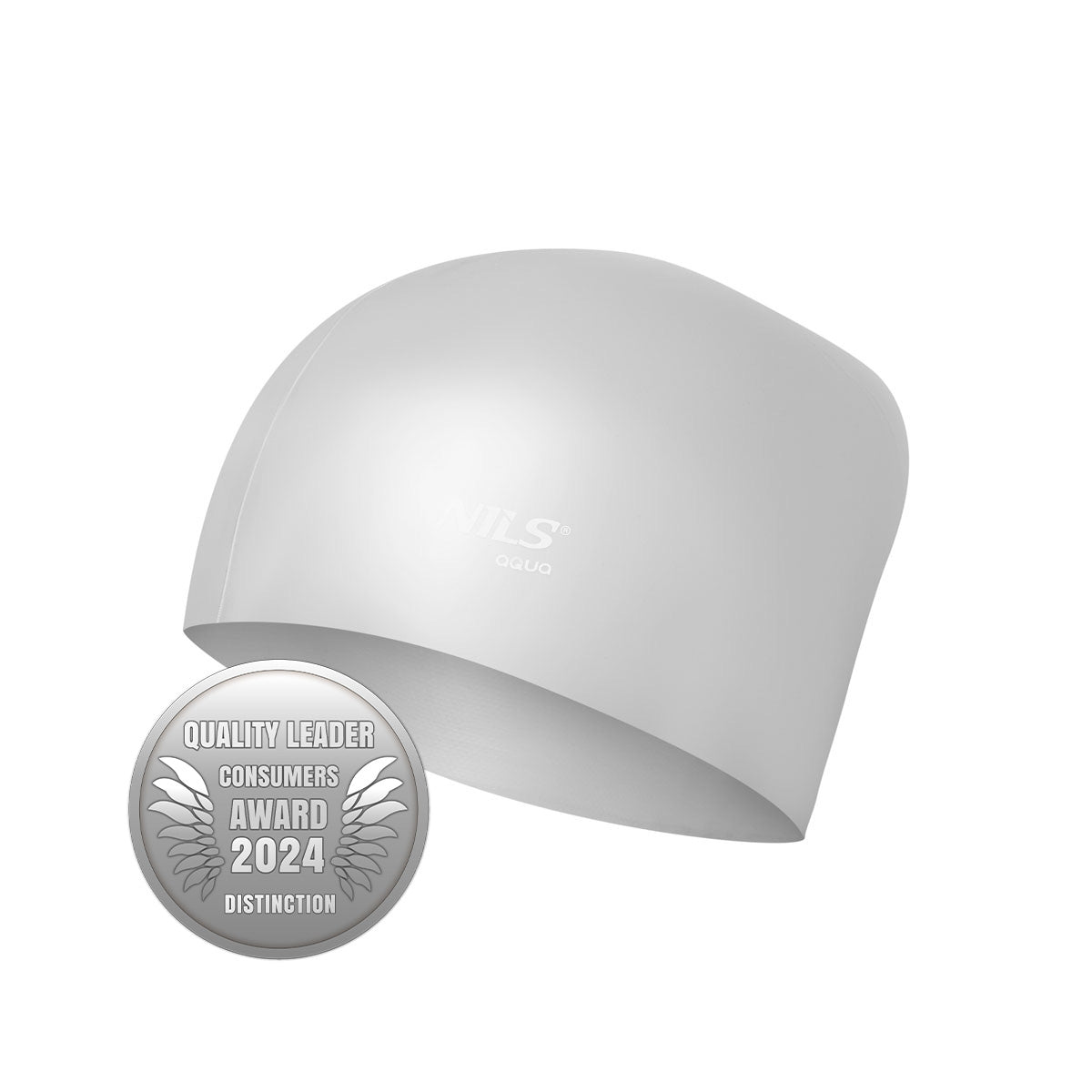 Silicone Swimming Cap for Long Hair, Solid Gray