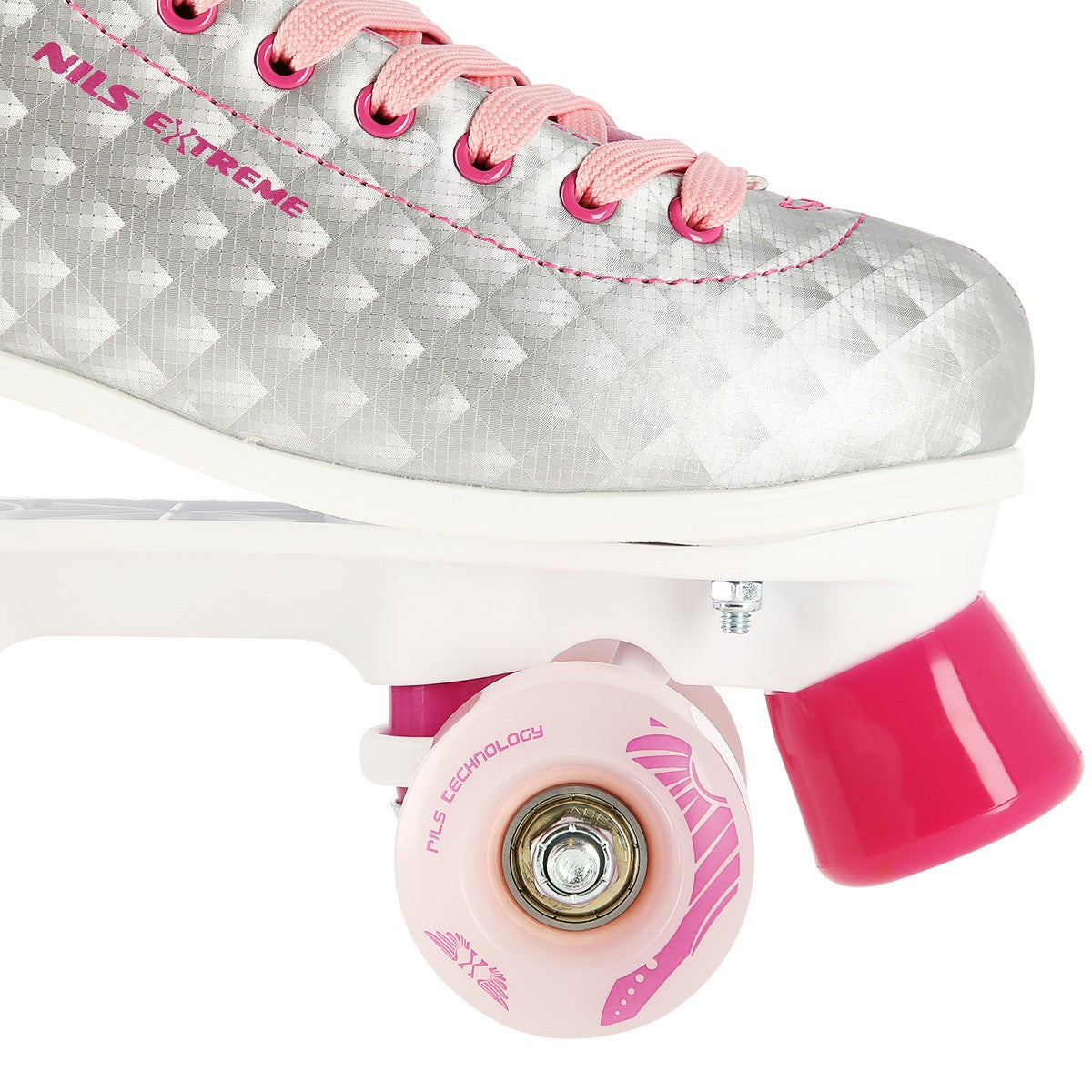 Silver-Pink Roller Skates, Size 36