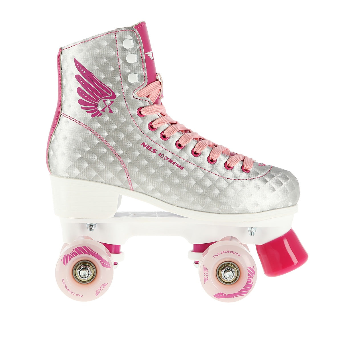 Silver-Pink Roller Skates, Size 36