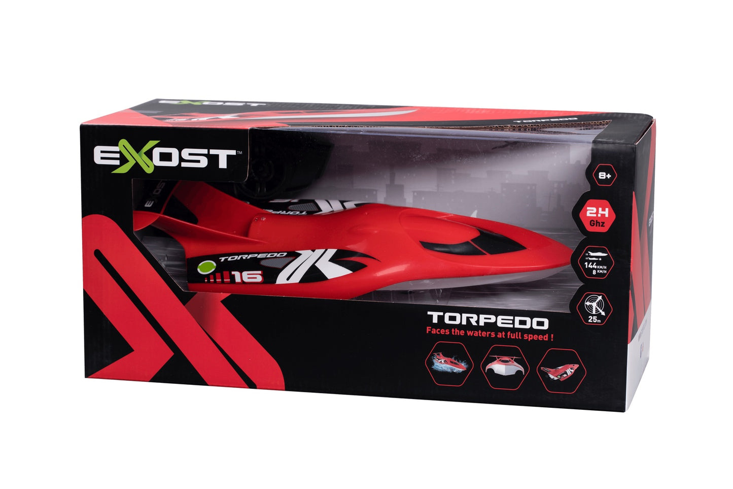 Silverlit Exost Radio Control Boat Torpedo, Red, Scale 1:18