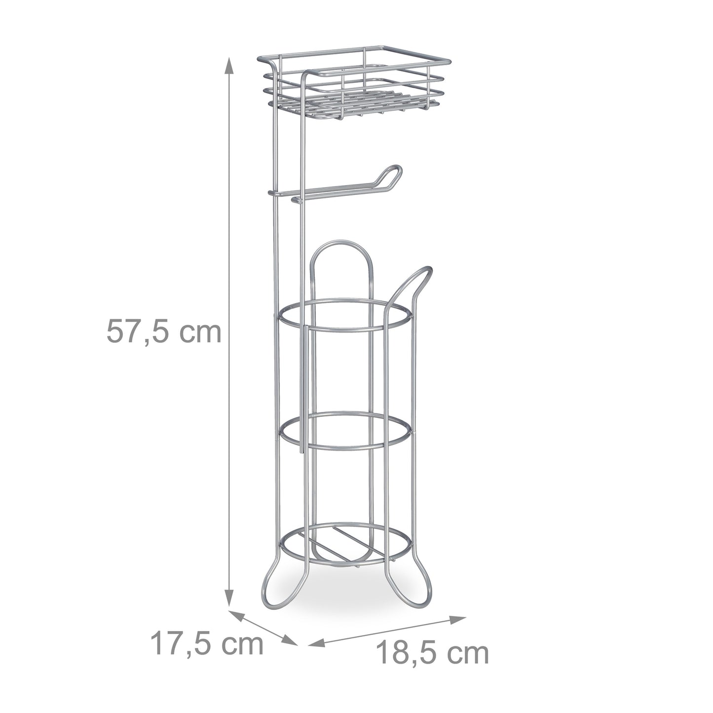 Silver toilet paper holder standing