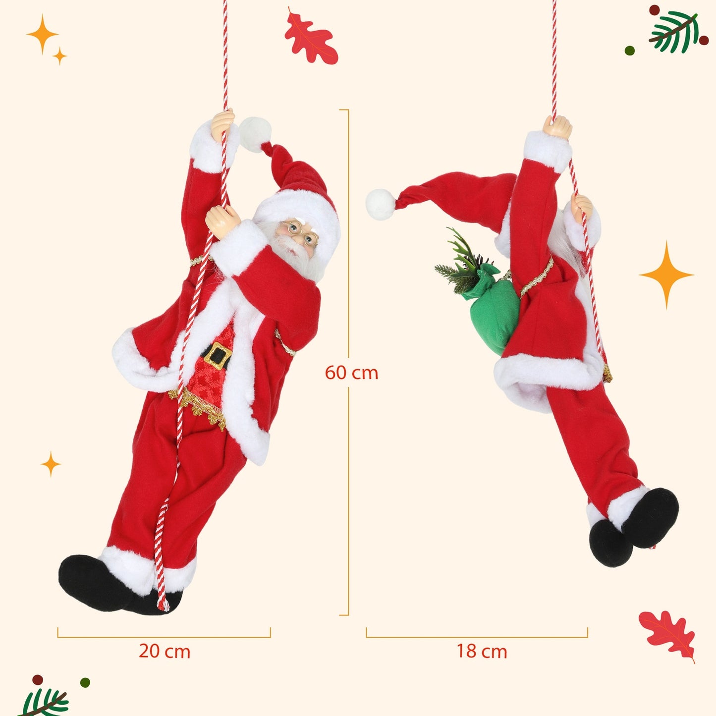 Singing Climbing Santa 60cm with Gift and Sound
