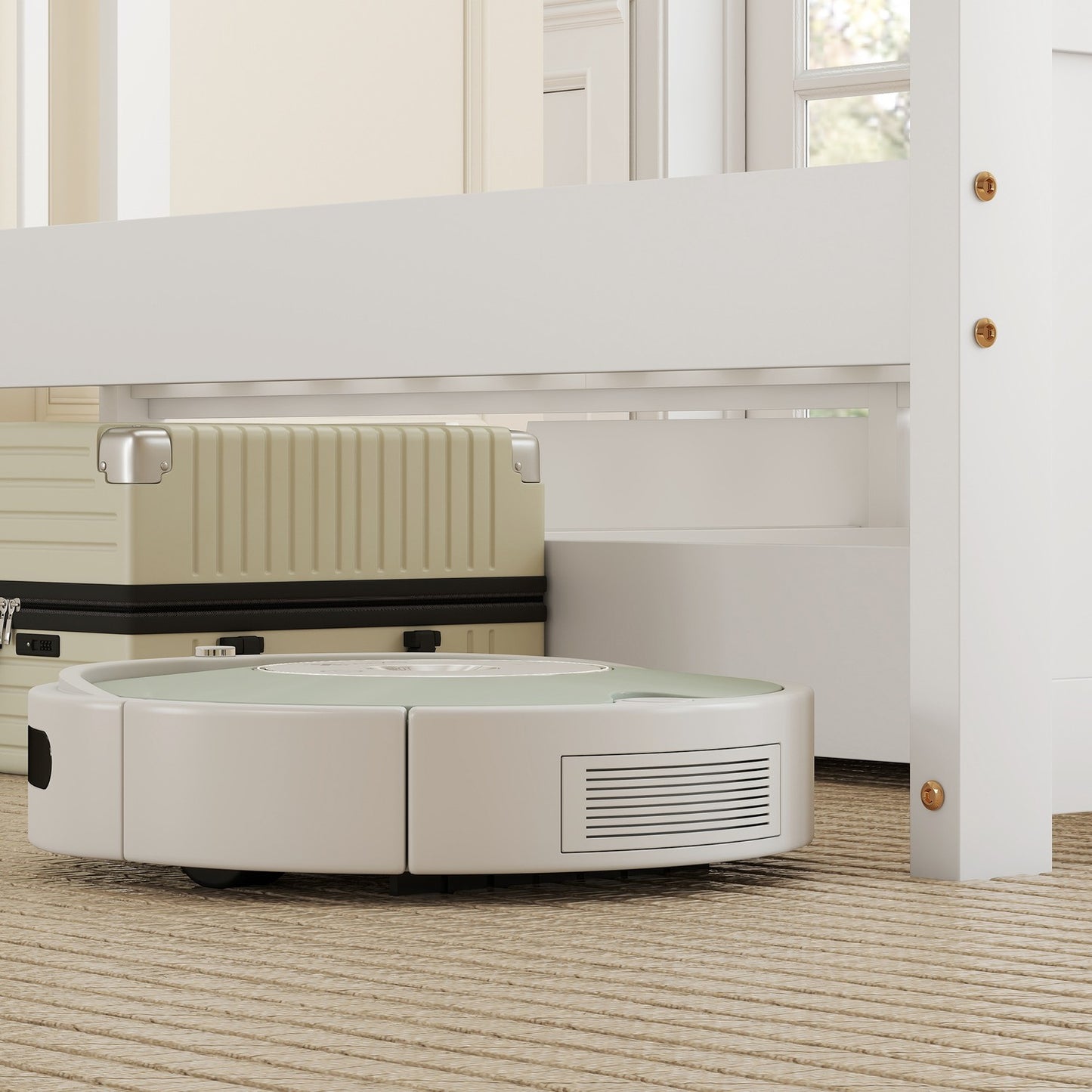 Single Bed Frame with Drawers, Wood, 90x200 cm, White