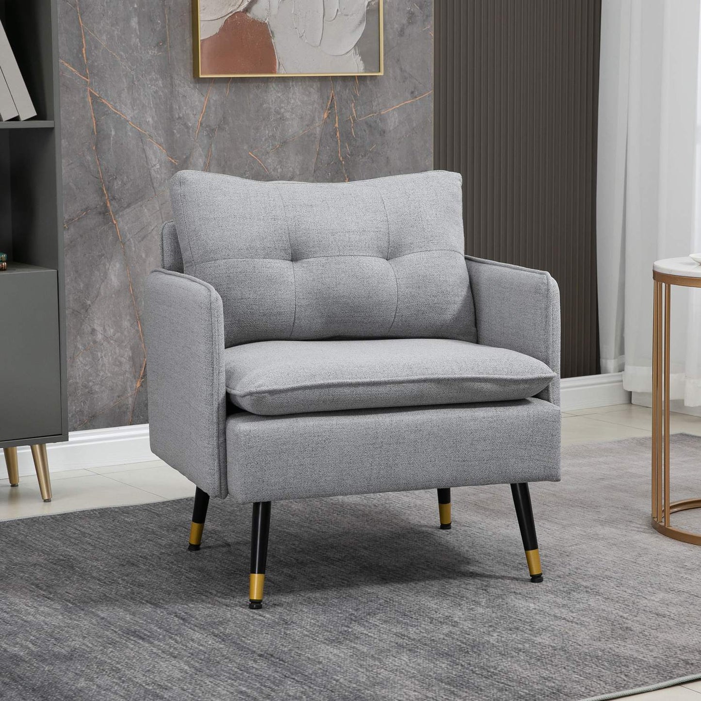 Lounge Armchair; Linen look, cushion, 120 kg capacity