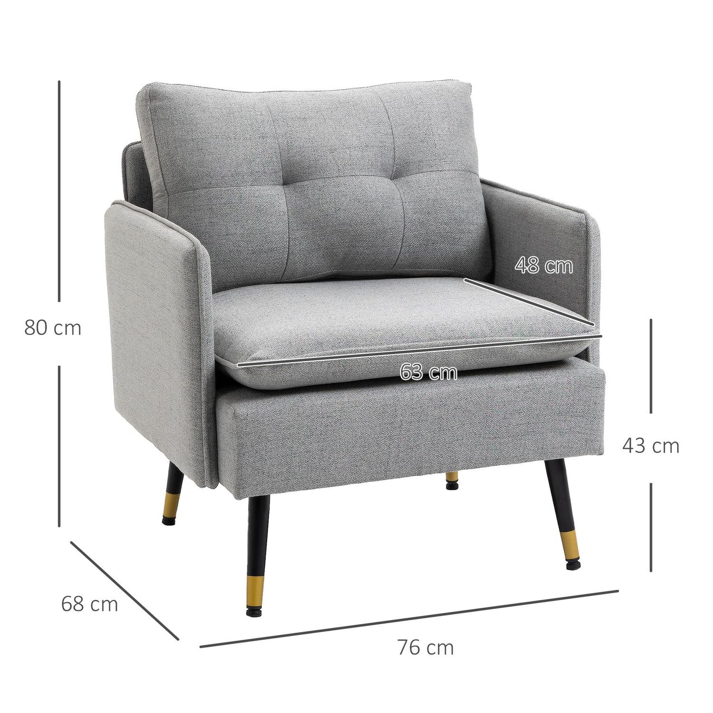 Lounge Armchair; Linen look, cushion, 120 kg capacity