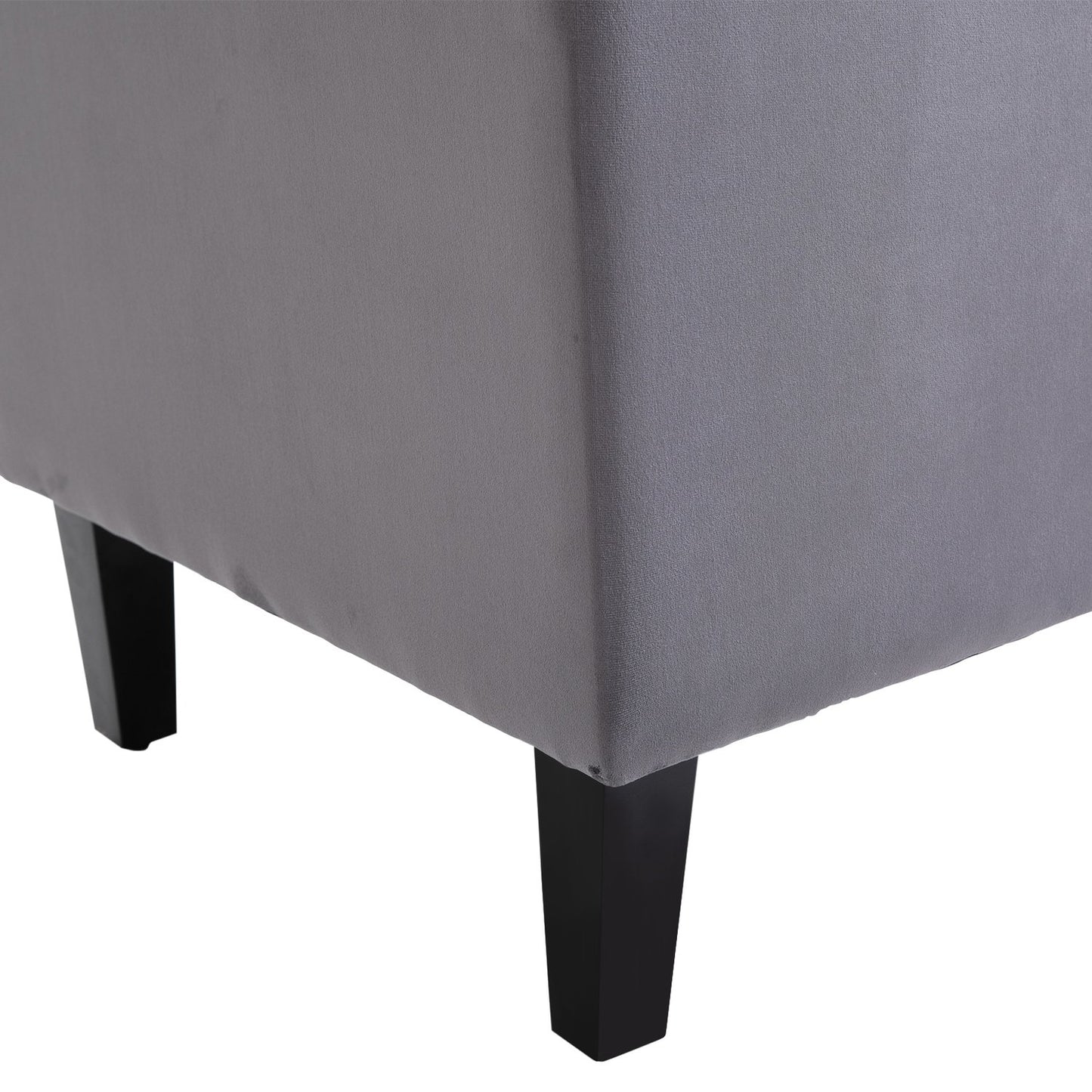 Gray Velvet Tufted Wing Chair - Comfortable relaxation seat