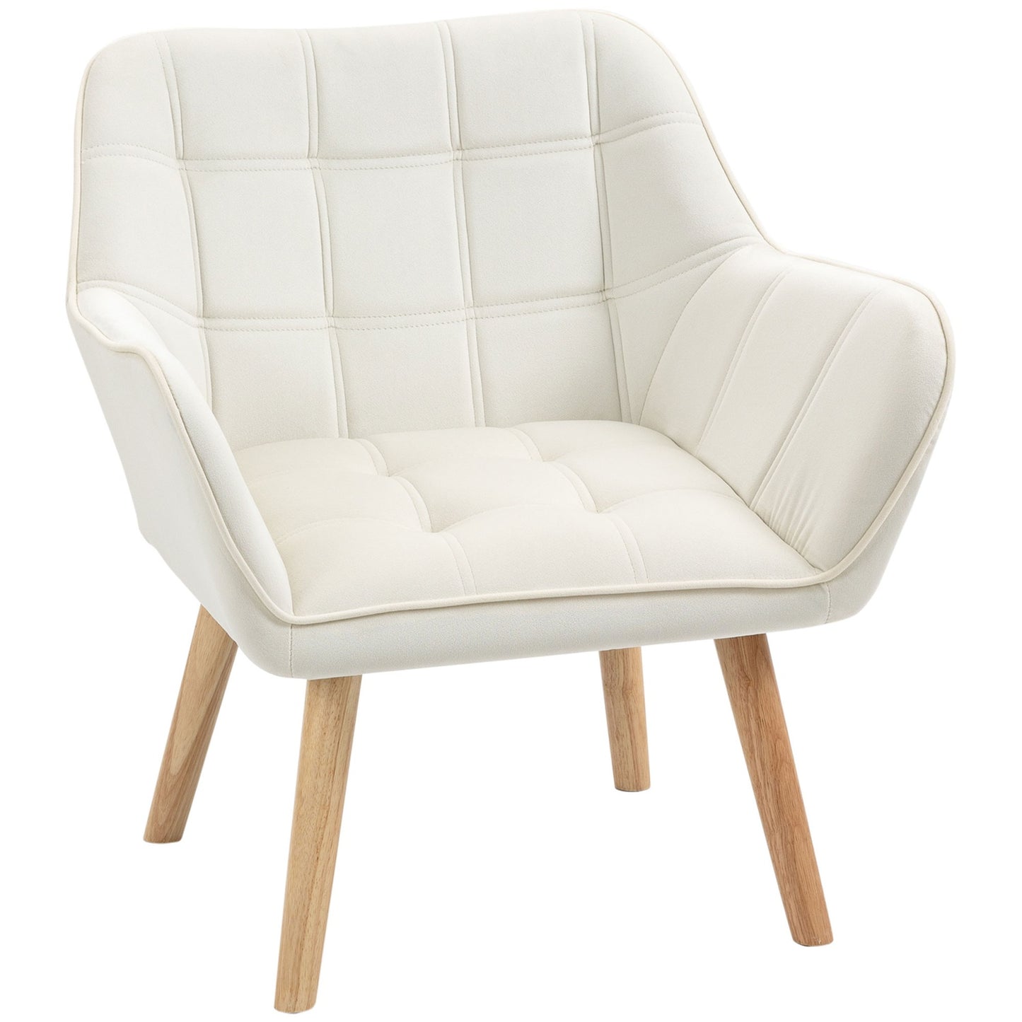 Cream Velvet-Look Armchair, raised legs, 64x62x72.5 cm