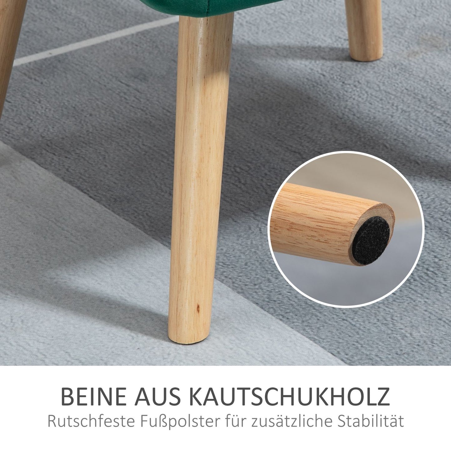 Velvet lounge chair, green, raised legs, 64x62x72.5 cm